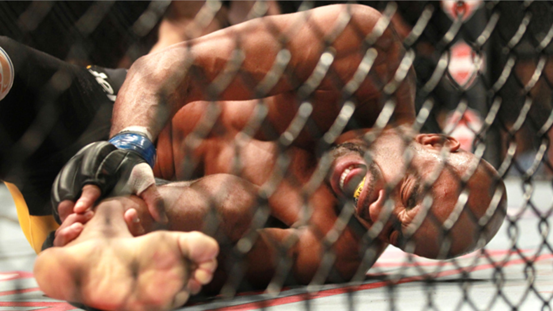 Dec. 28, 2013: Anderson Silva screams after kicking Chris Weidman and injuring his leg during the UFC 168 mixed martial arts middleweight championship bout.