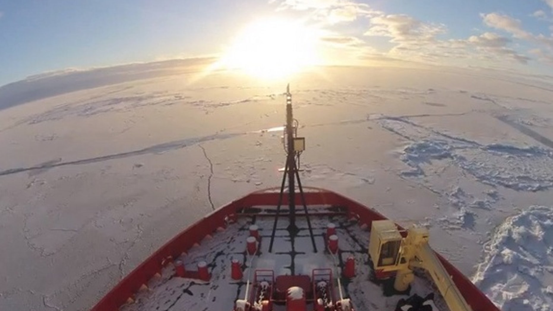 A still from a time-lapse video of two months aboard an Antarctic ice-breaker.