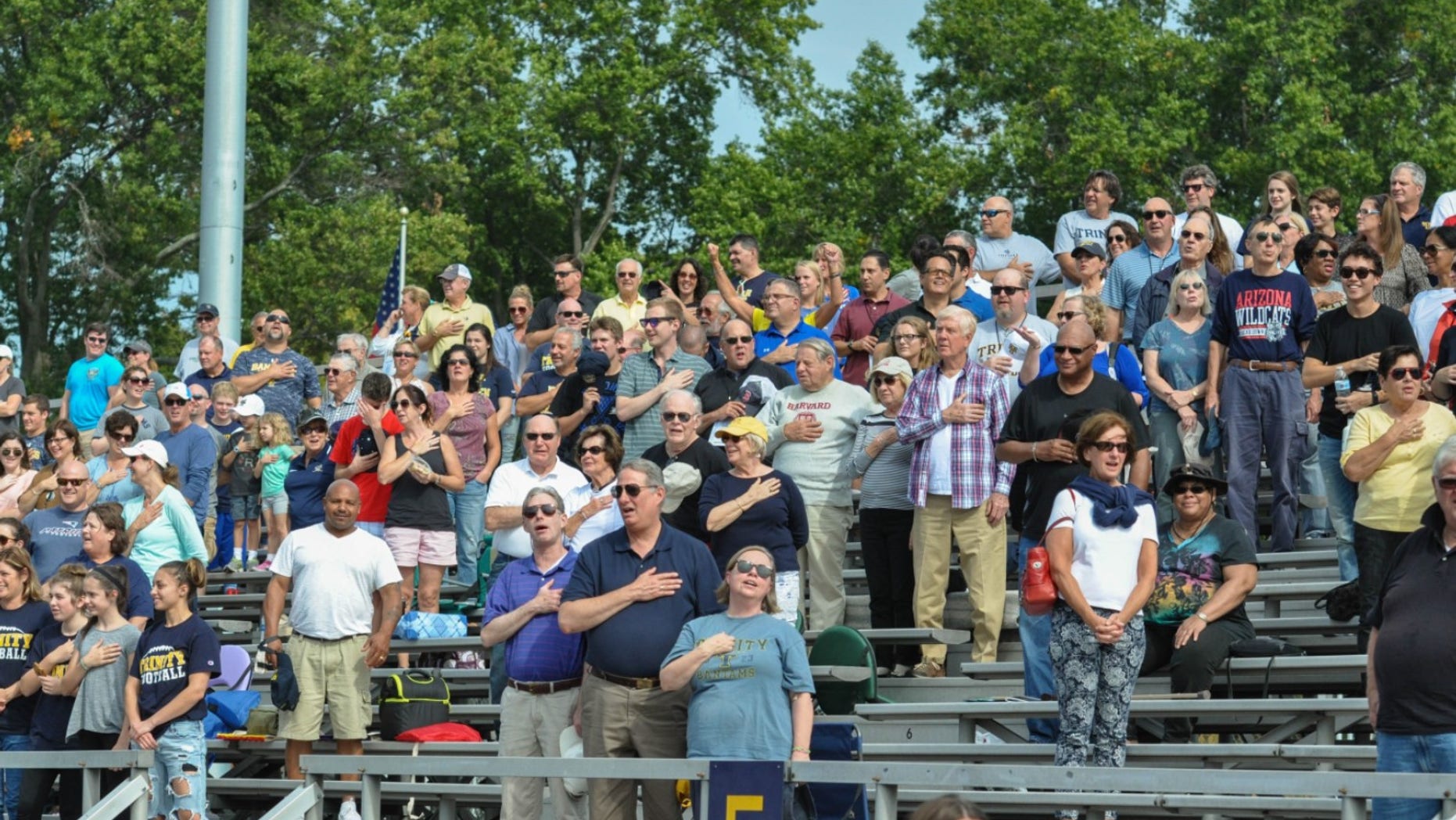 When the PA system broke at a college football game in Connecticut on Saturday, the crowd in attendance improvised and sang on their own.