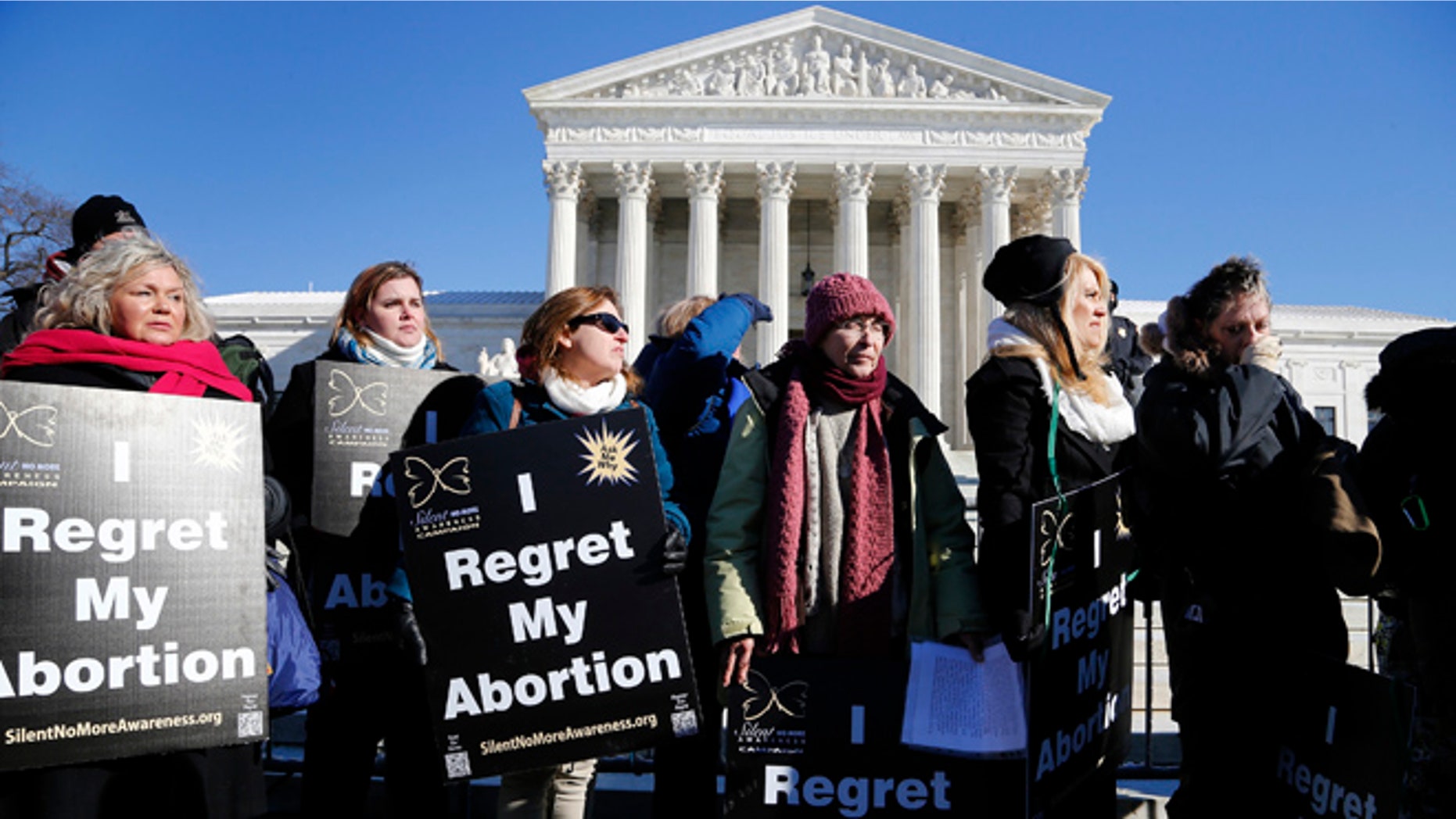 FILE: January 22, 2014: Anti-abortion demonstrators in front of the Supreme Court in Washington, D.C.