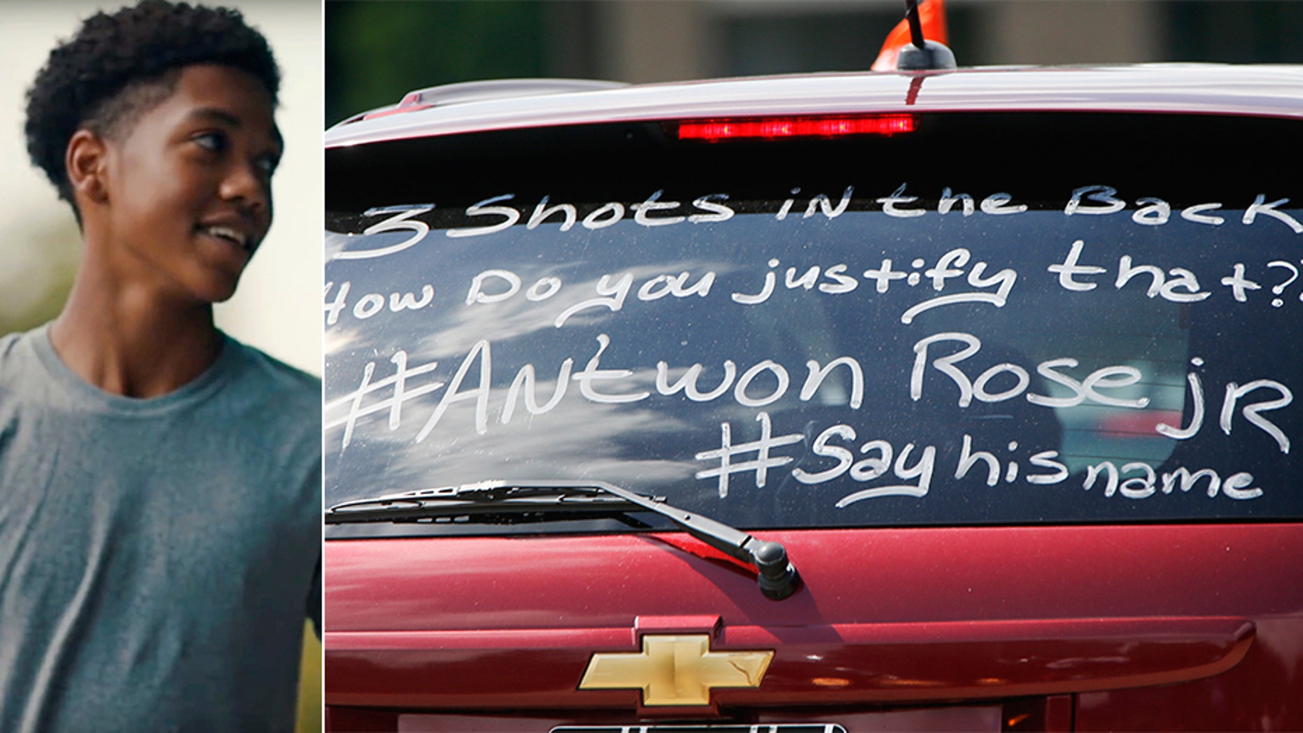 Mourners wrote messages on the back of their vehicles Monday for Antwon Rose's funeral.