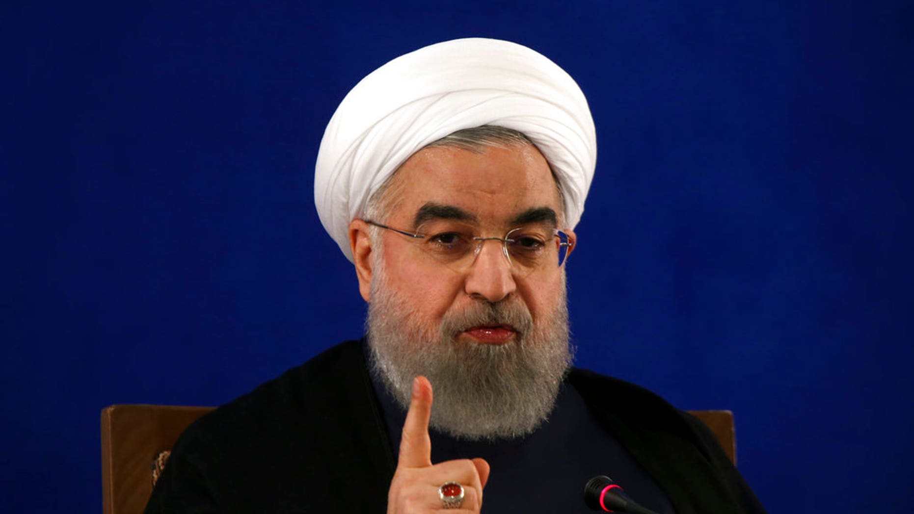 Iranian President Hassan Rouhani gave a press conference in Tehran, Iran, on Monday where he called relations with the U.S. a "curvy road." (AP Photo/Vahid Salemi)