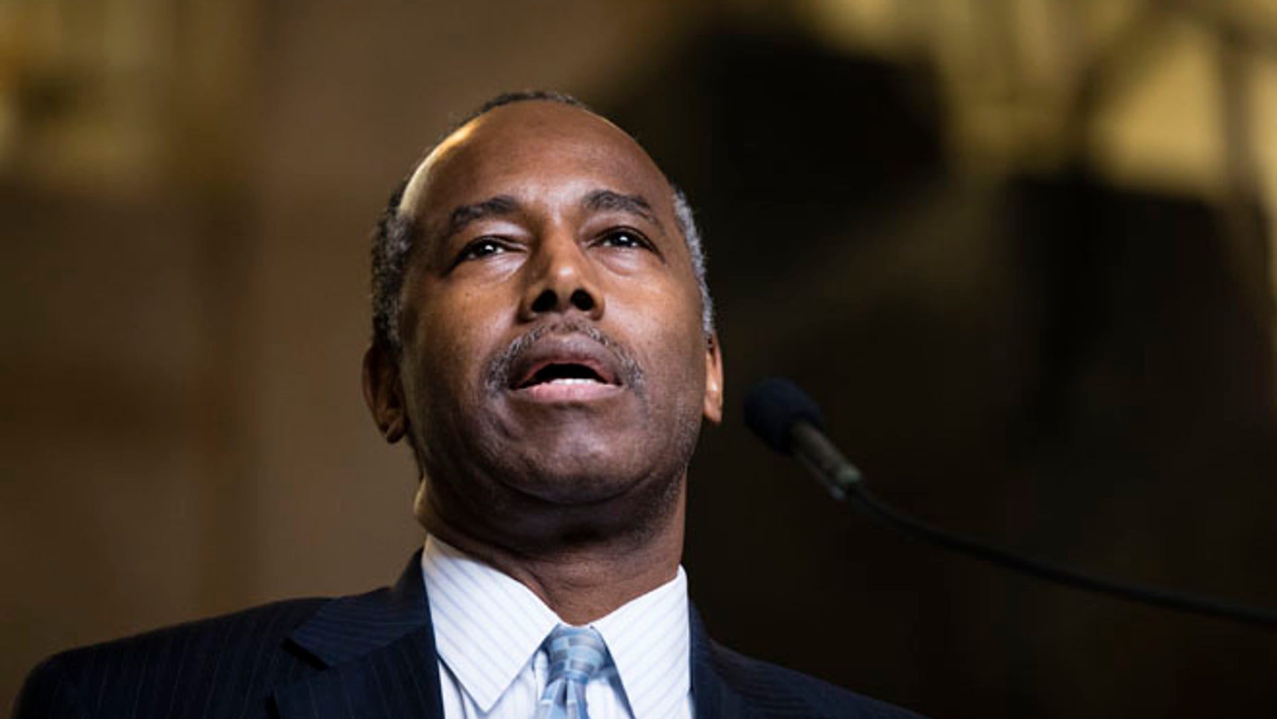 Housing and Urban Development Secretary Ben Carson speaks at Vaux Big Picture High School in Philadelphia, Tuesday, Sept. 19, 2017. (AP Photo/Matt Rourke)