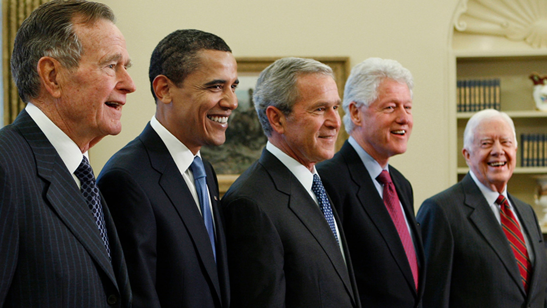All five living former U.S. presidents will be attending a concert Saturday night, Oct. 21, 2017, in a Texas college town, raising money for relief efforts from Hurricane Harvey, Irma and Maria's devastation in Texas, Florida, Puerto Rico and the U.S. Virgin Islands.