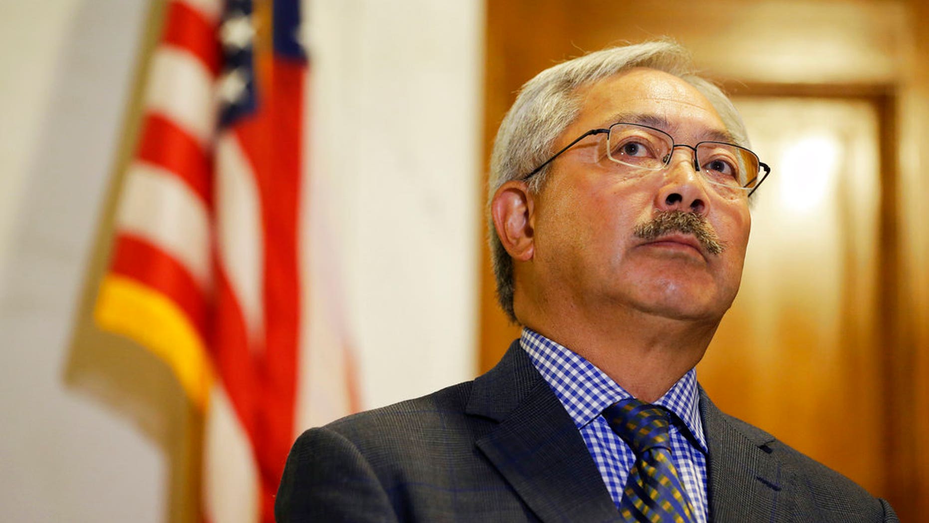 FILE 2017: San Francisco Mayor Ed Lee listens to questions during a news conference at City Hall in San Francisco.