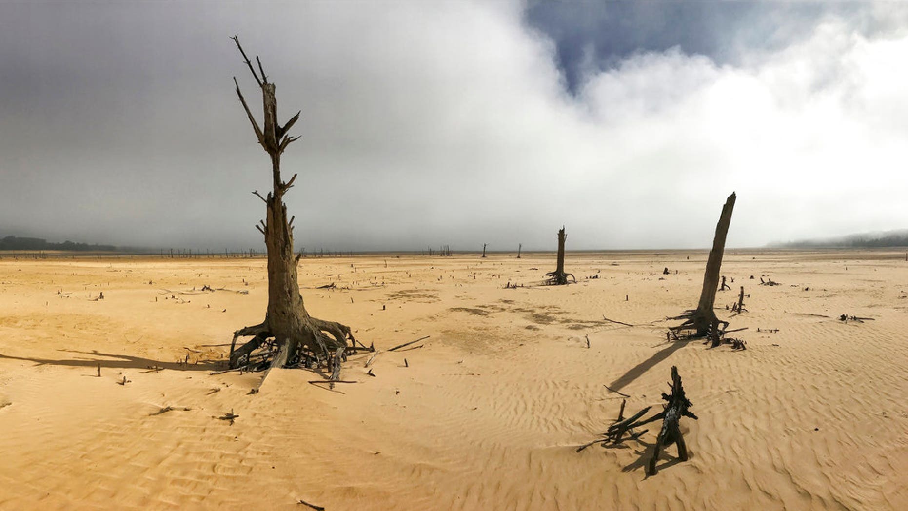 The coastal city of Cape Town, located in the Western Cape of South Africa, has issued new water restrictions as the city is on the verge of running out of water. Pictured is a file photo of the Theewaterskloof Dam, a key source of water supply to Cape Town, in April 2017.