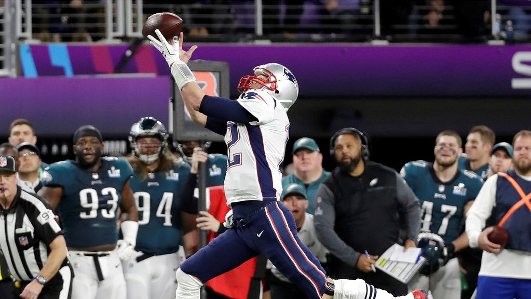 New England Patriots quarterback Tom Brady failed to catch a pass during Super Bowl LII.