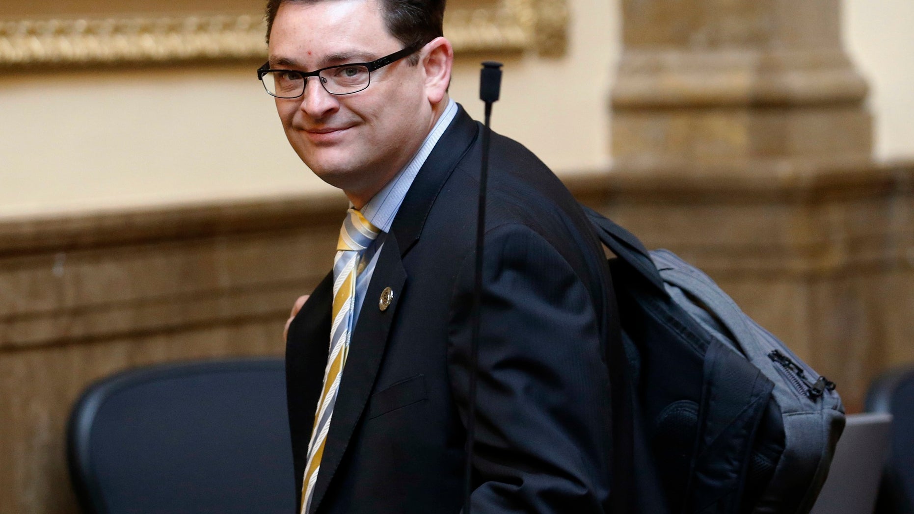 Republican Utah lawmaker Jon Stanard, seen in this file photo from Jan. 22, resigned on Tuesday.