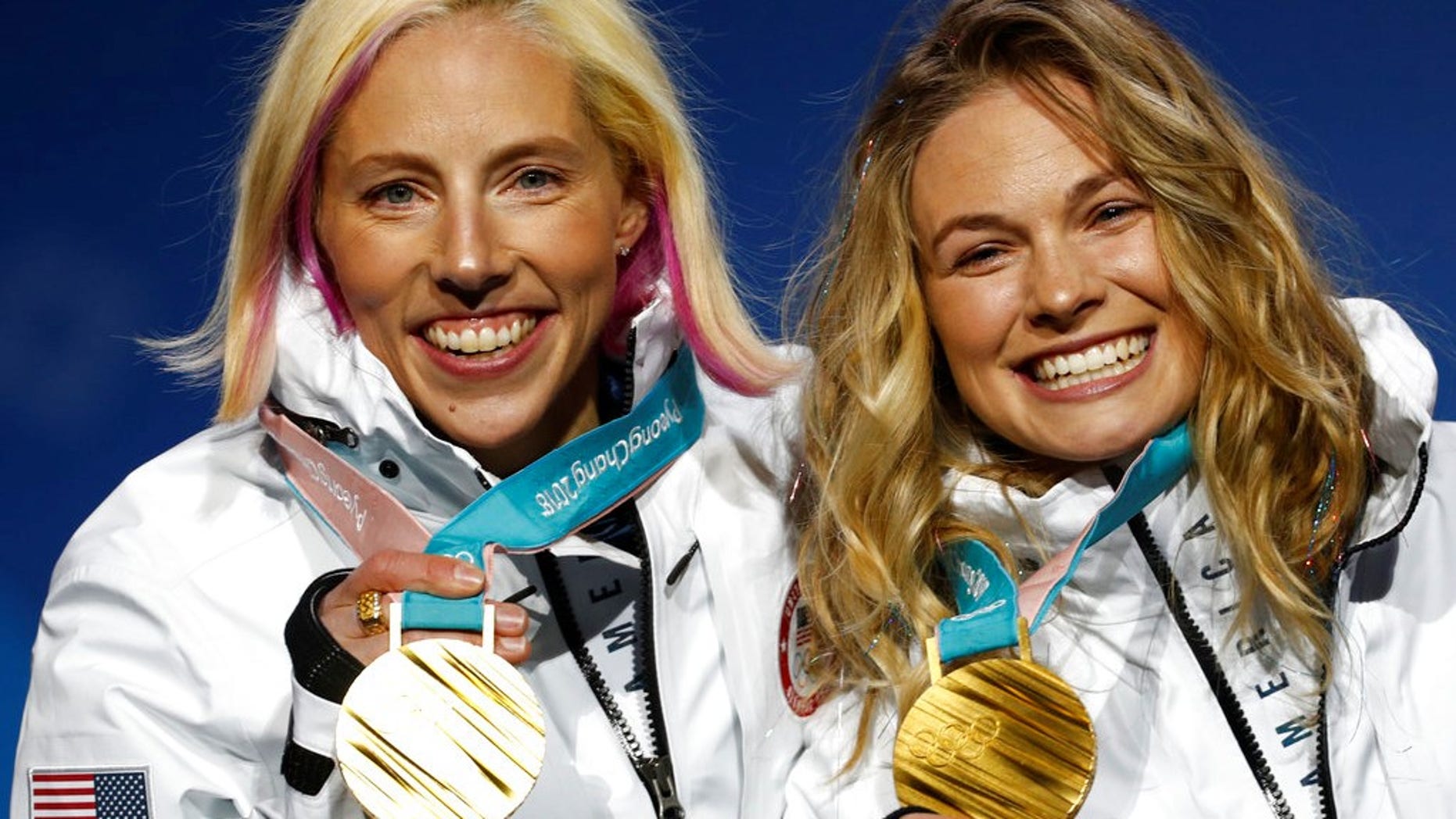 Kikkan Randall and teammate Jessica Diggins took home the gold in the women’s sprint free relay.