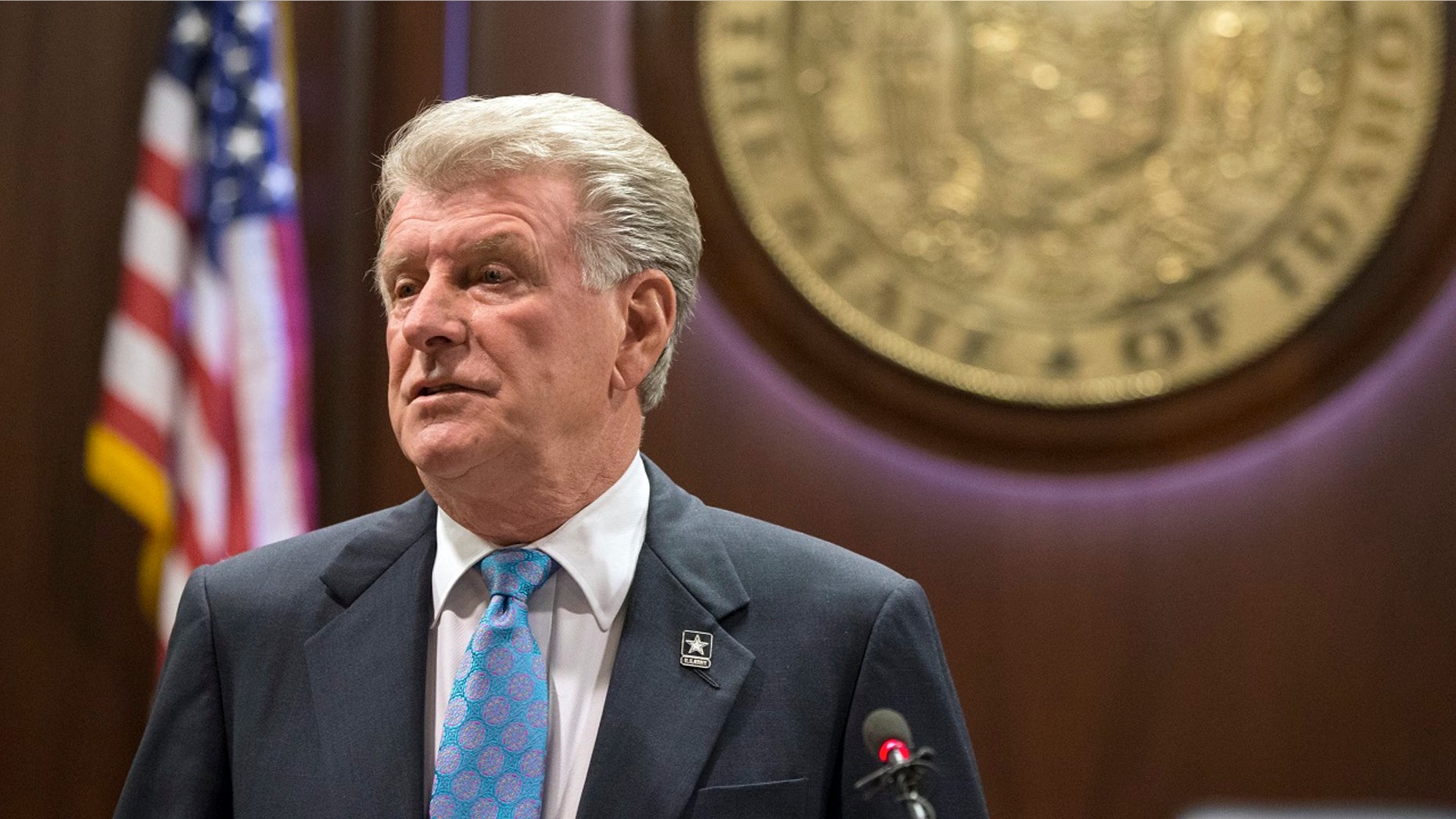 Idaho Gov. C.L. "Butch" Otter speaks to reporters at the State Capitol in Boise, Jan. 5, 2018.