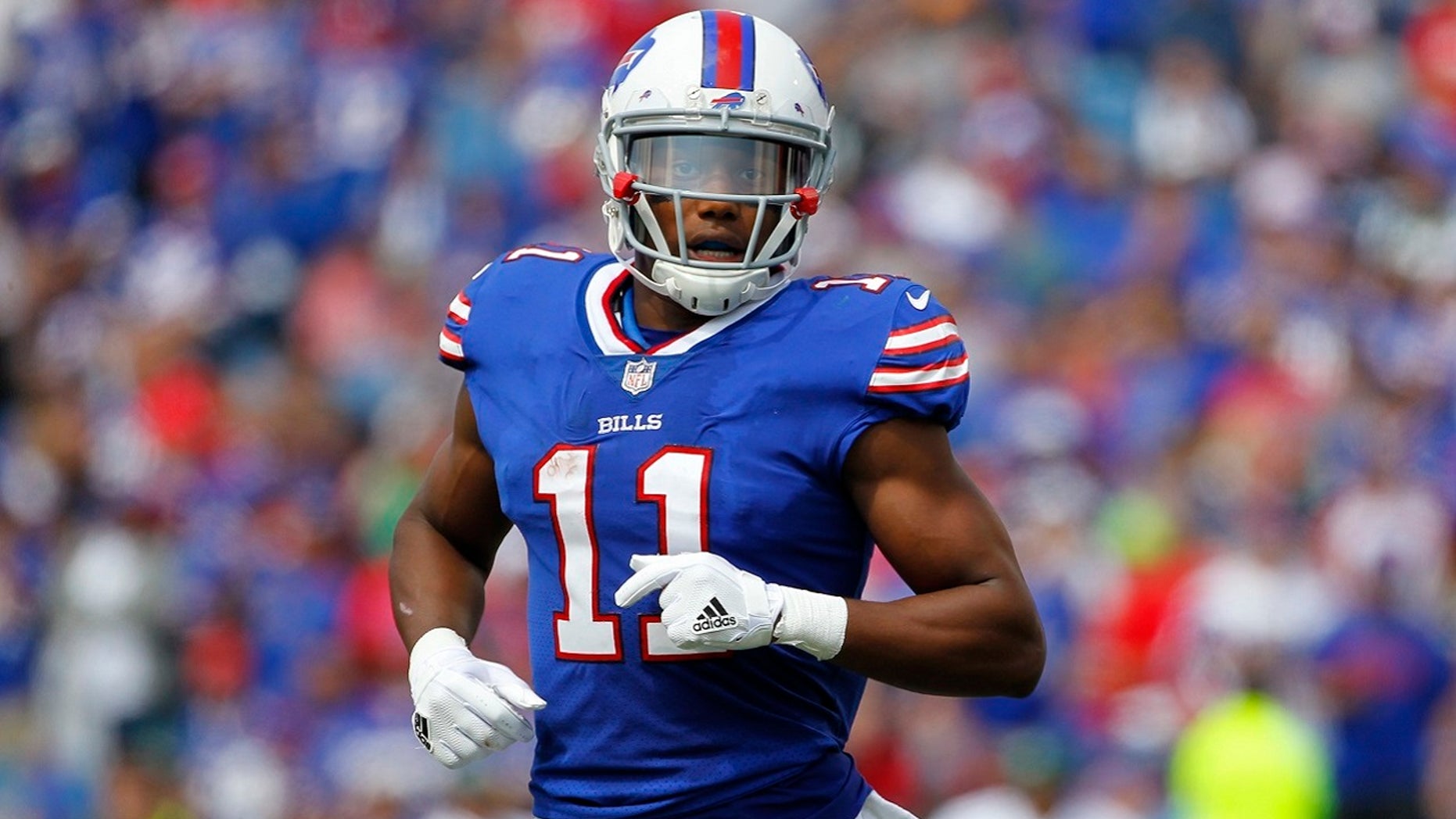 Zay Jones of the Buffalo Bills runs on the field during an NFL game against the New York Jets in Orchard Park, N.Y., Sept. 10, 2017.