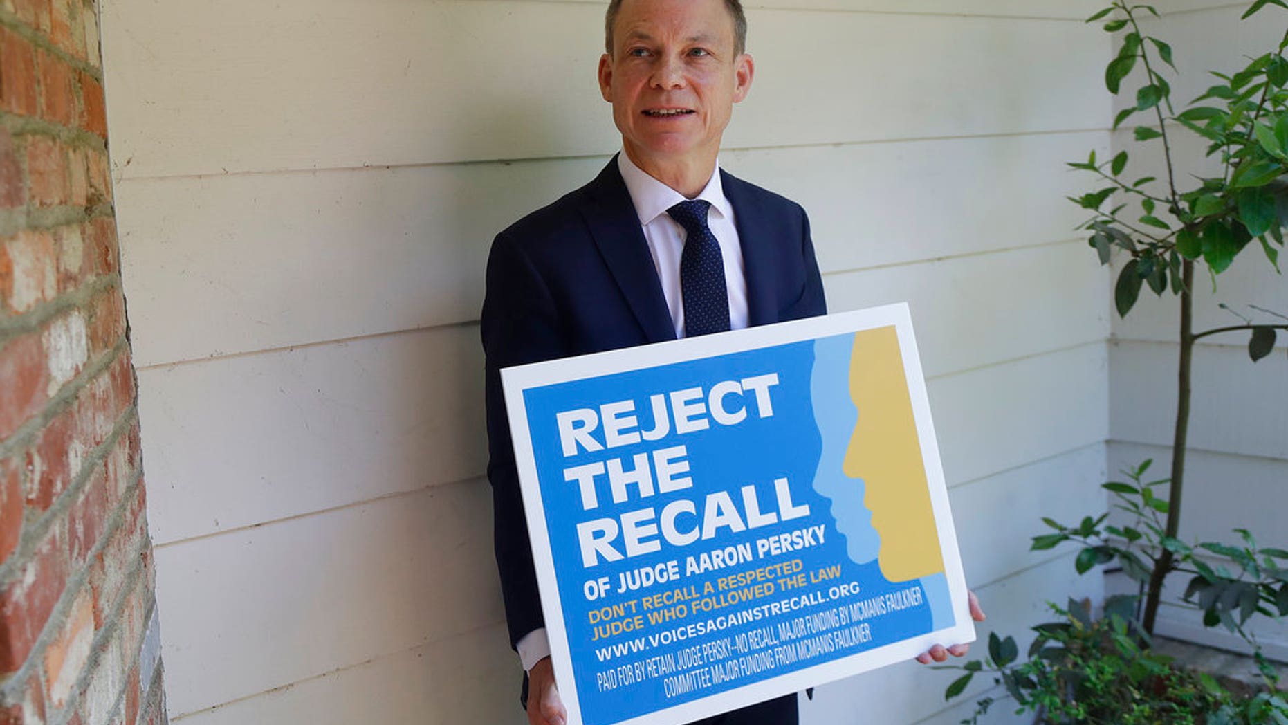 In this May 15, 2018 photo, Judge Aaron Persky poses for photos while being interviewed in Los Altos Hills, Calif.