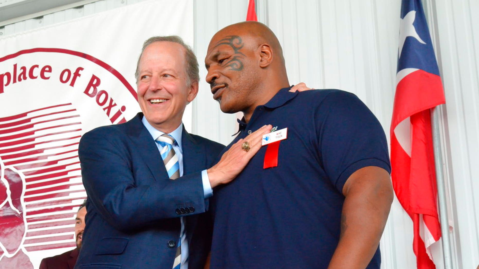 Jim Gray was introduced by Mike Tyson at the International Boxing Hall of Fame induction ceremony in Canastota, New York on Sunday, June 10.
