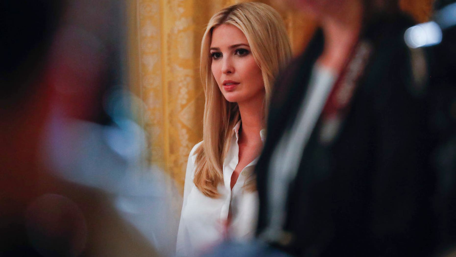 In this June 26, 2018, photo, Ivanka Trump watches as President Donald Trump awards the Medal of Honor to 1st Lt. Garlin Conner during a ceremony in the East Room of the White House.