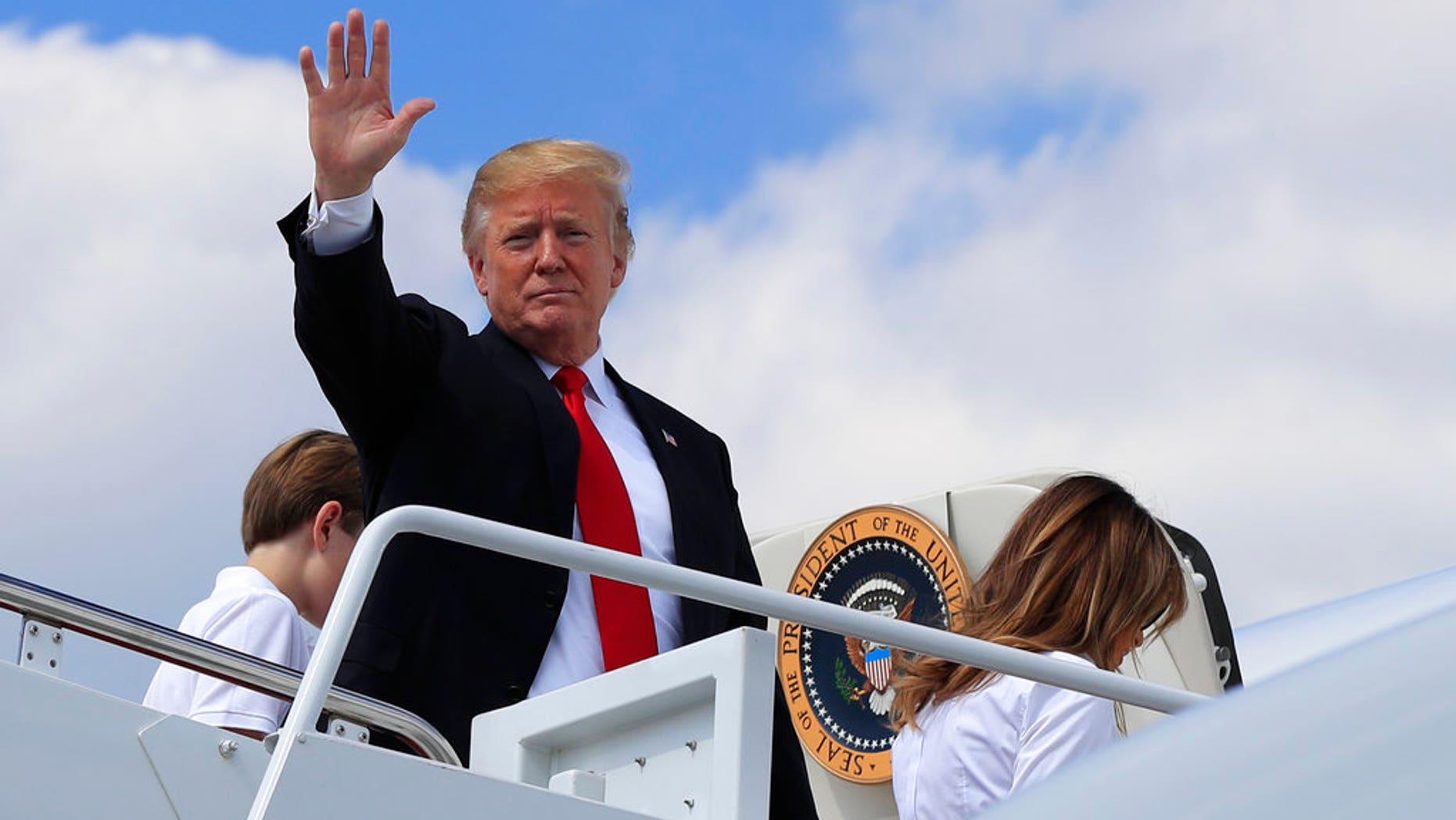 President Trump boarding Air Force One at Andrews Air Force Base in Maryland, June 29, for a trip to Bedminster, New Jersey.