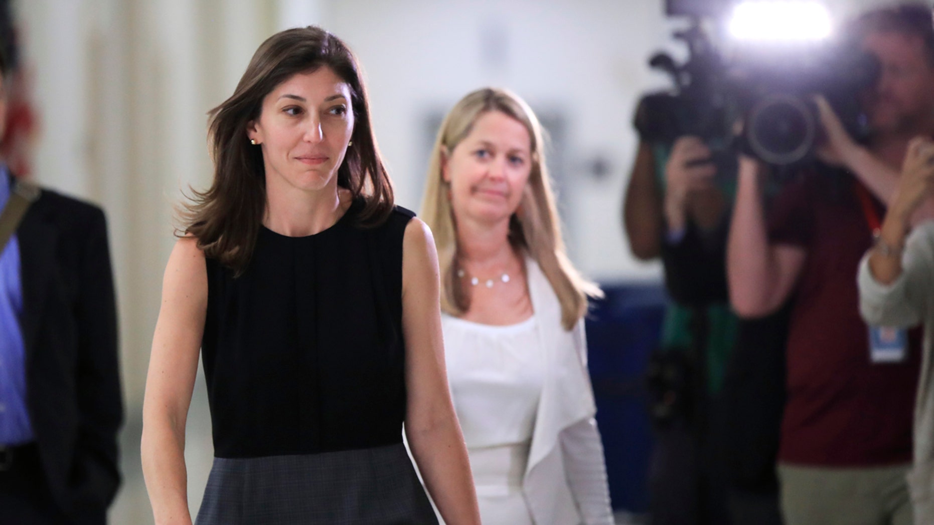 Former FBI lawyer Lisa Page leaves following an interview with lawmakers behind closed doors on Capitol Hill, July 13, 2018.