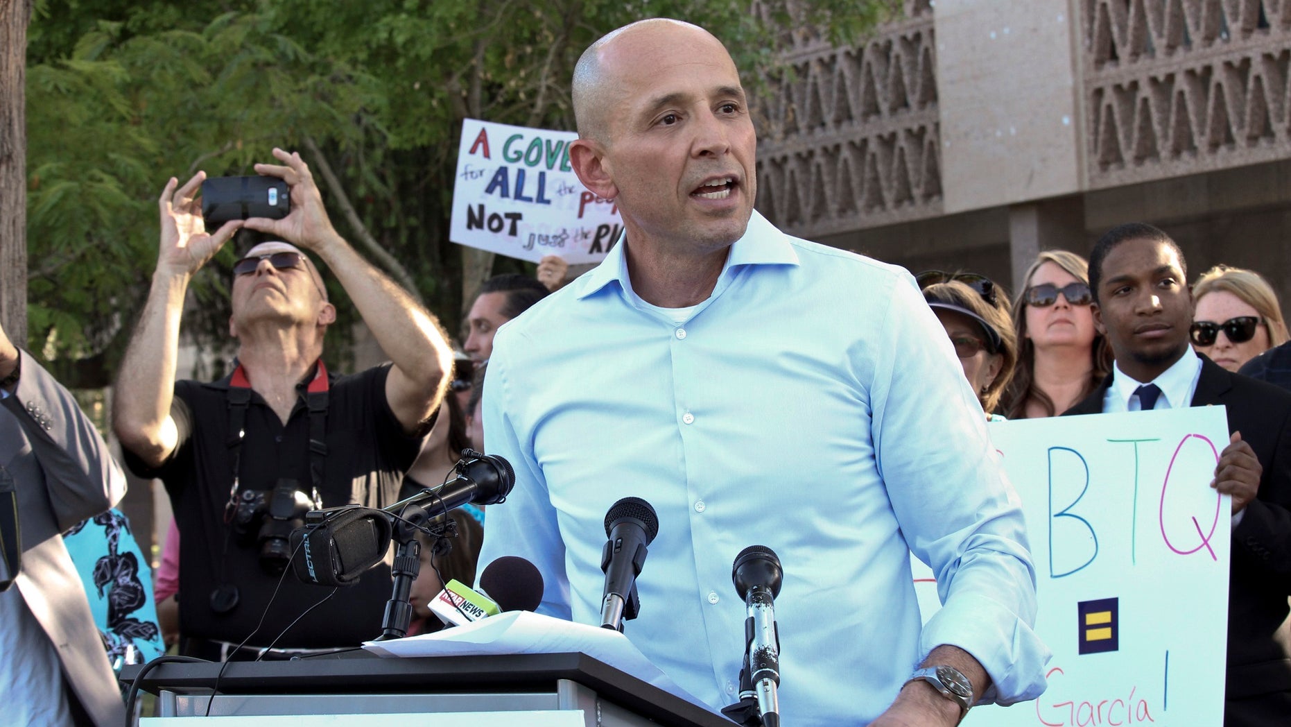 A campaign staffer for David Garcia, the Arizona Democratic gubernatorial candidate seen here, has resigned after old tweets surfaced.