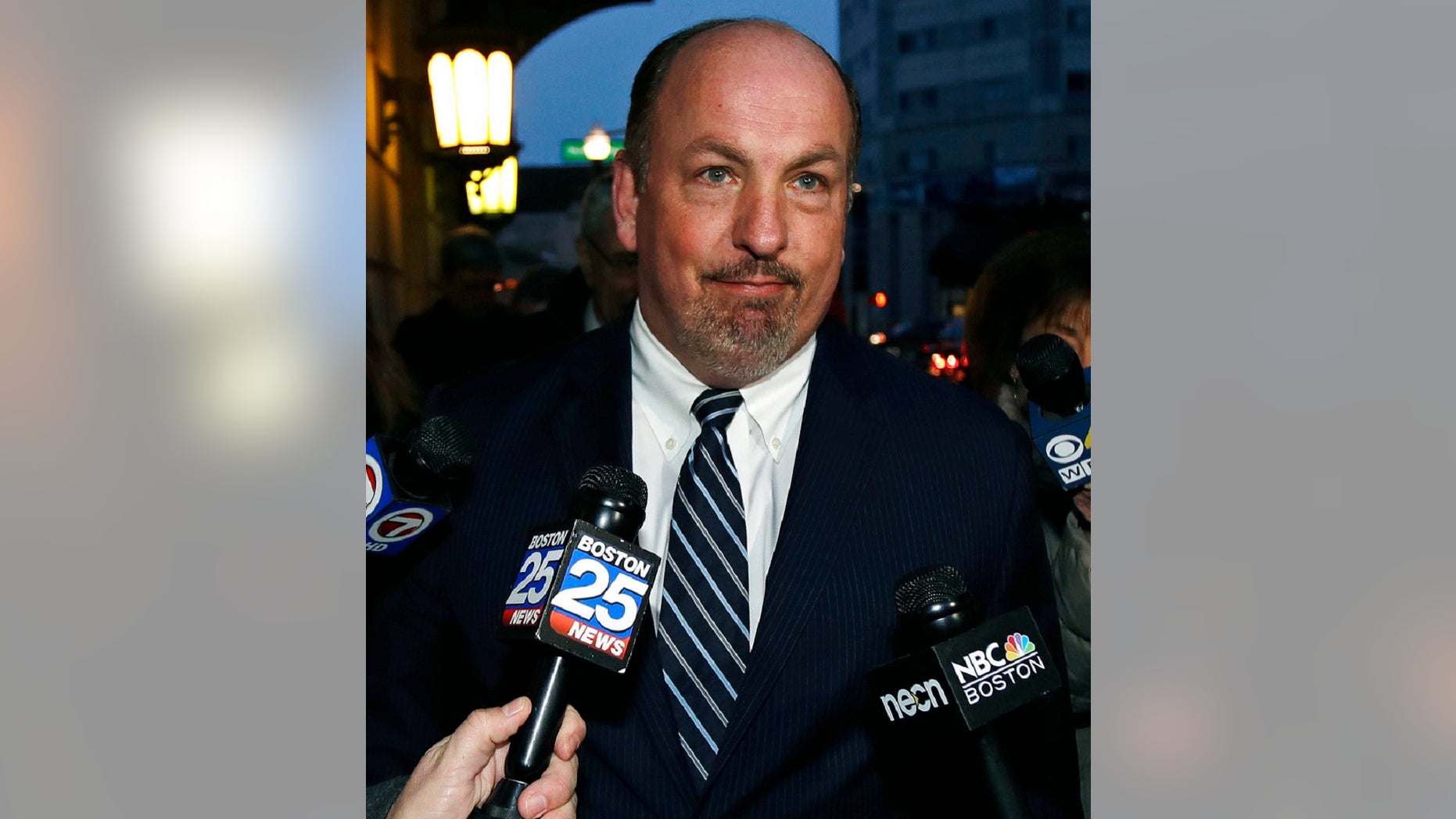 FILE - In this Dec. 8, 2017, file photo, former Massachusetts State Sen. Brian Joyce leaves the U.S. federal courthouse in Worcester, Mass. Joyce, was awaiting trial on federal corruption charges, was found dead in his Westport, Mass. home on Thursday, Sept. 27, 2018. (AP Photo/Charles Krupa, File)