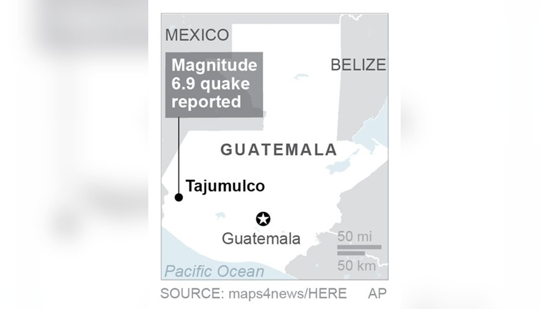 A 6.9-magnitude earthquake struck Tajumulco, Guatemala on Wednesday. (Associated Press)