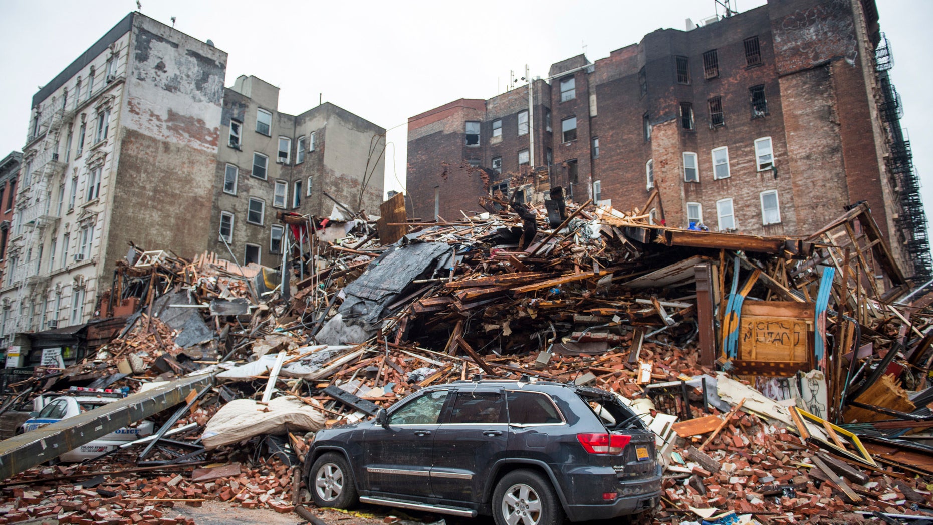 A pile of debris after the explosion in March 2015.