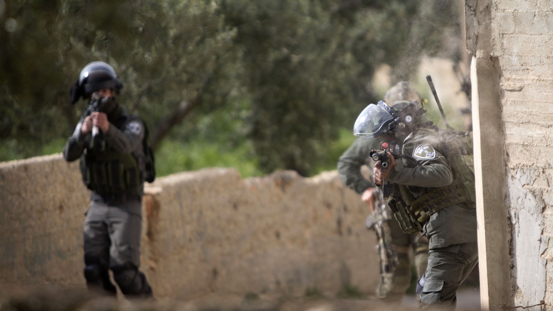 Israeli border police officers in the Palestinian village of Duma near the West Bank on Sunday.