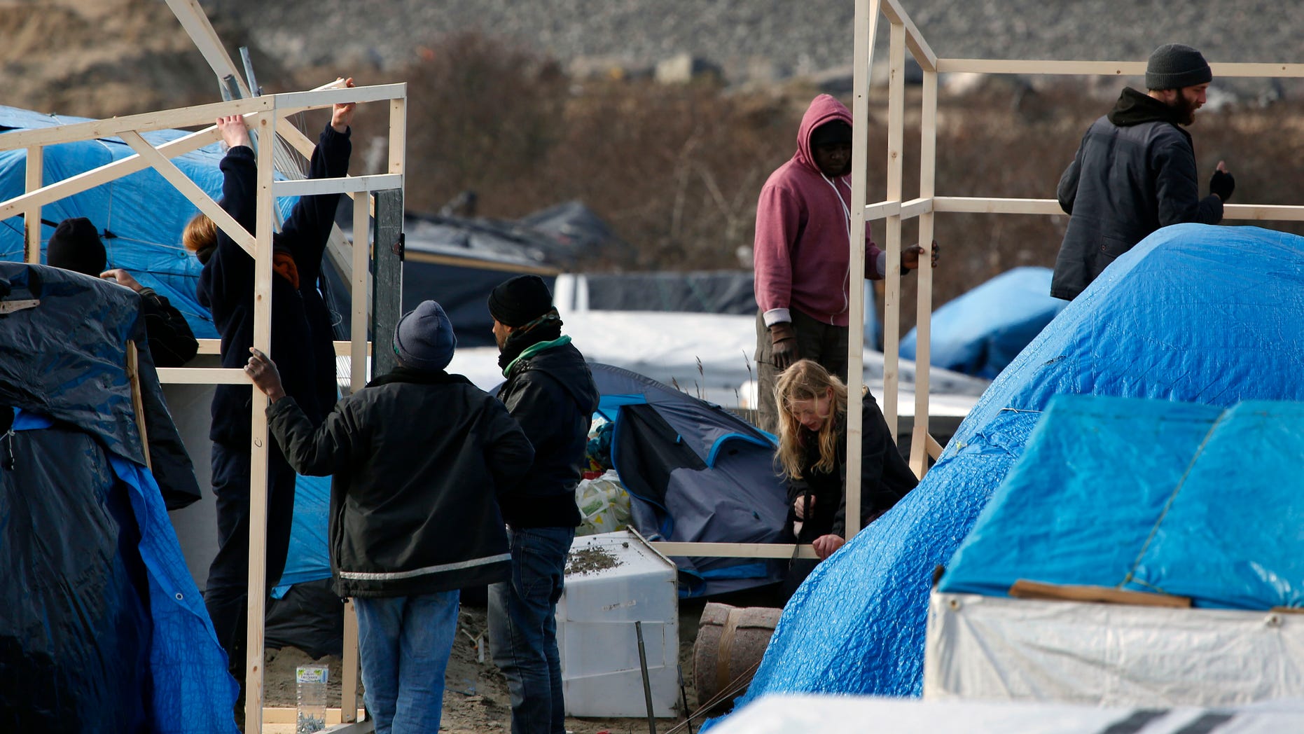 A makeshift camp for migrants near Calais, France. A French court approved razing tents at a camp known as the "jungle."