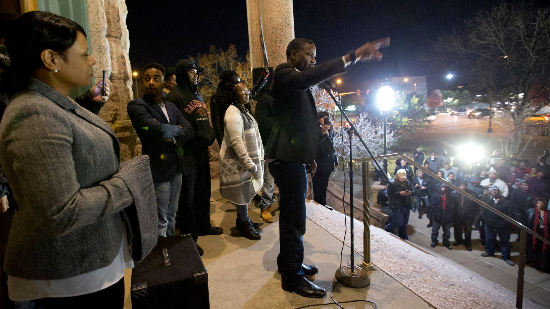 Minister Dominique Alexander, president and founder of Next Generation Action Network, spoke to the crowd gathered to protest against the Fort Worth police.