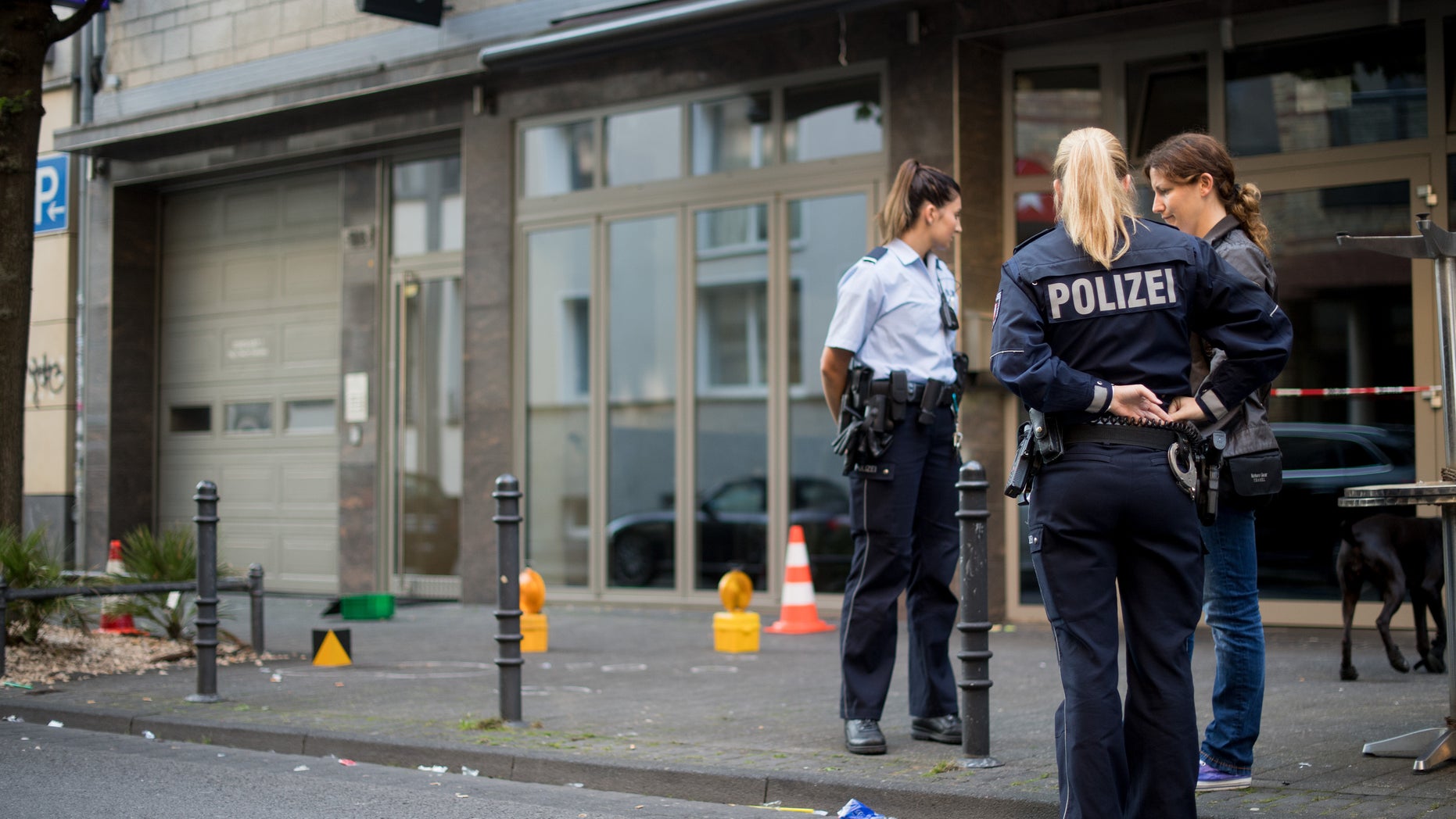 Police at the crime scene in Cologne.
