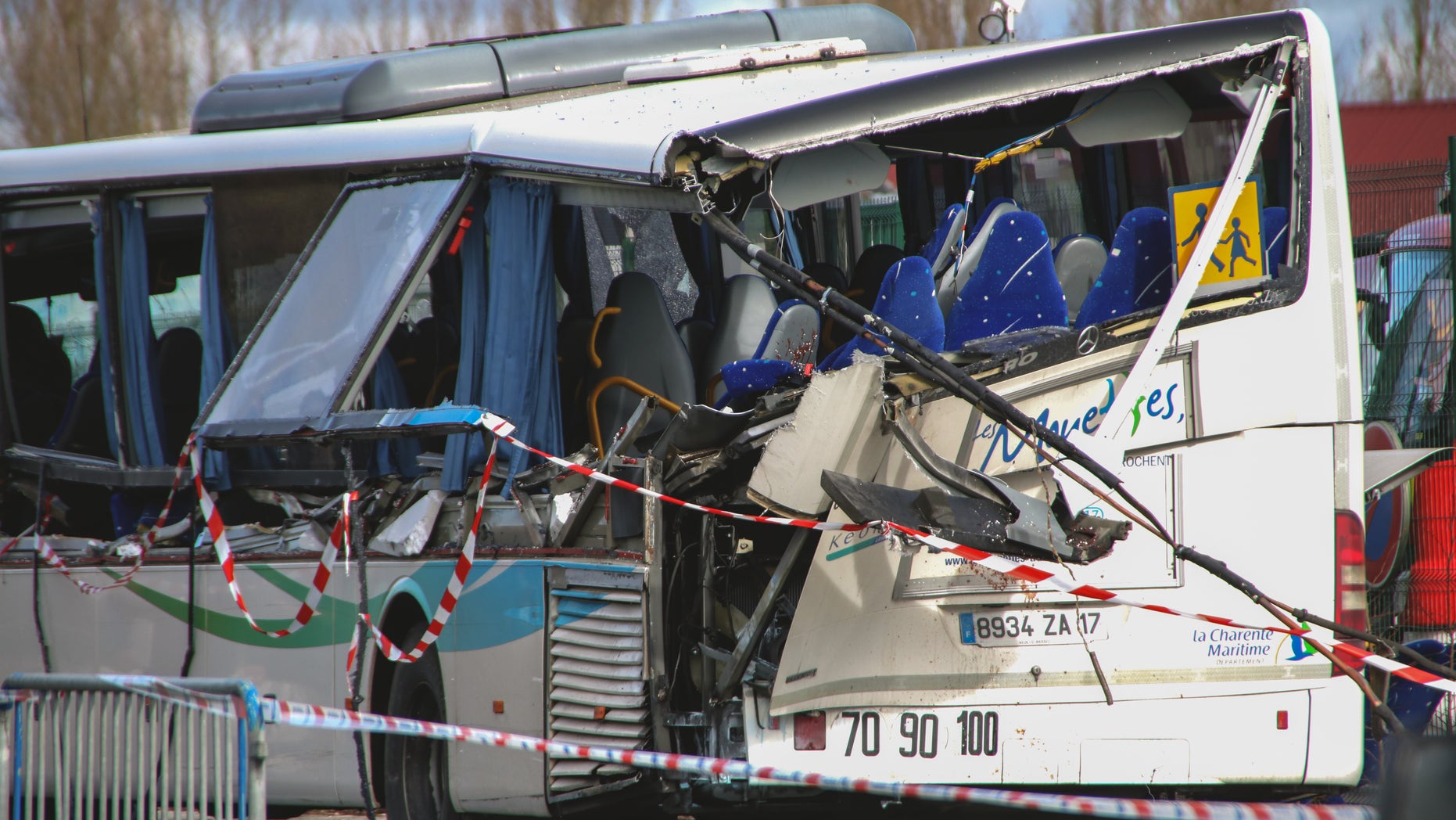 Six teenagers have been killed in a collision involving a school bus in the centre of the town of Rochefort in Charente-Maritime, France at 07:15 on February 11, 2016. Photo by Pauline Watrin/Sipa USA
