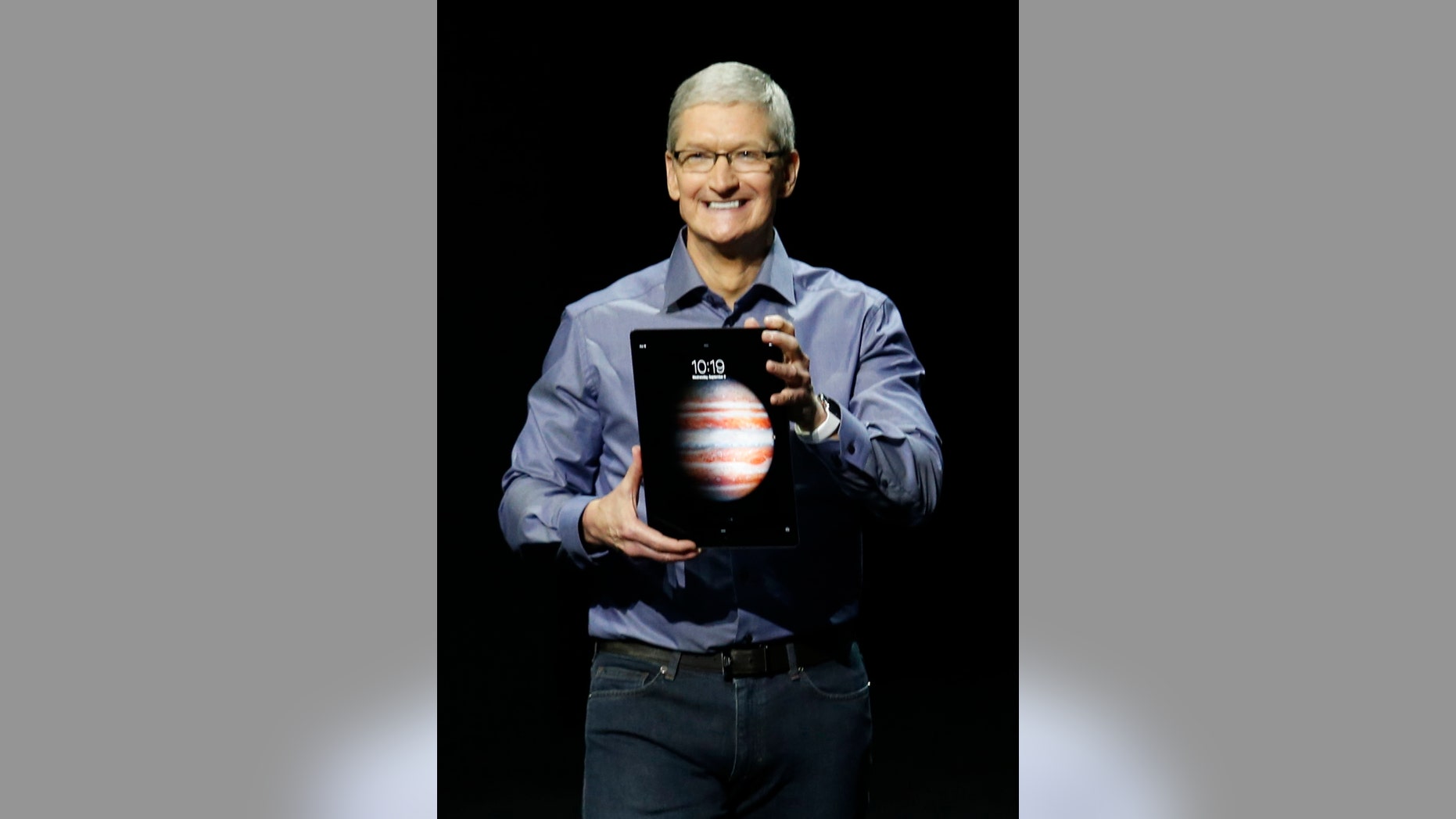 Apple CEO Tim Cook introduces the new iPad Pro during an Apple media event in San Francisco, Calif., Sept. 9, 2015. (Reuters/Beck Diefenbach)