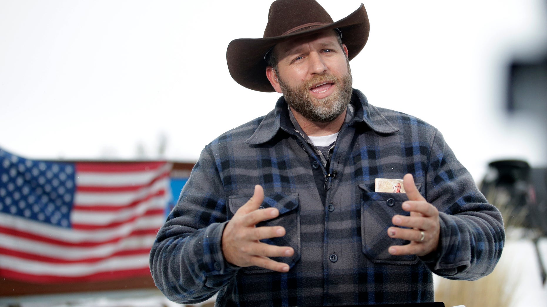 Ammon Bundy speaks during an interview at Malheur National Wildlife Refuge.