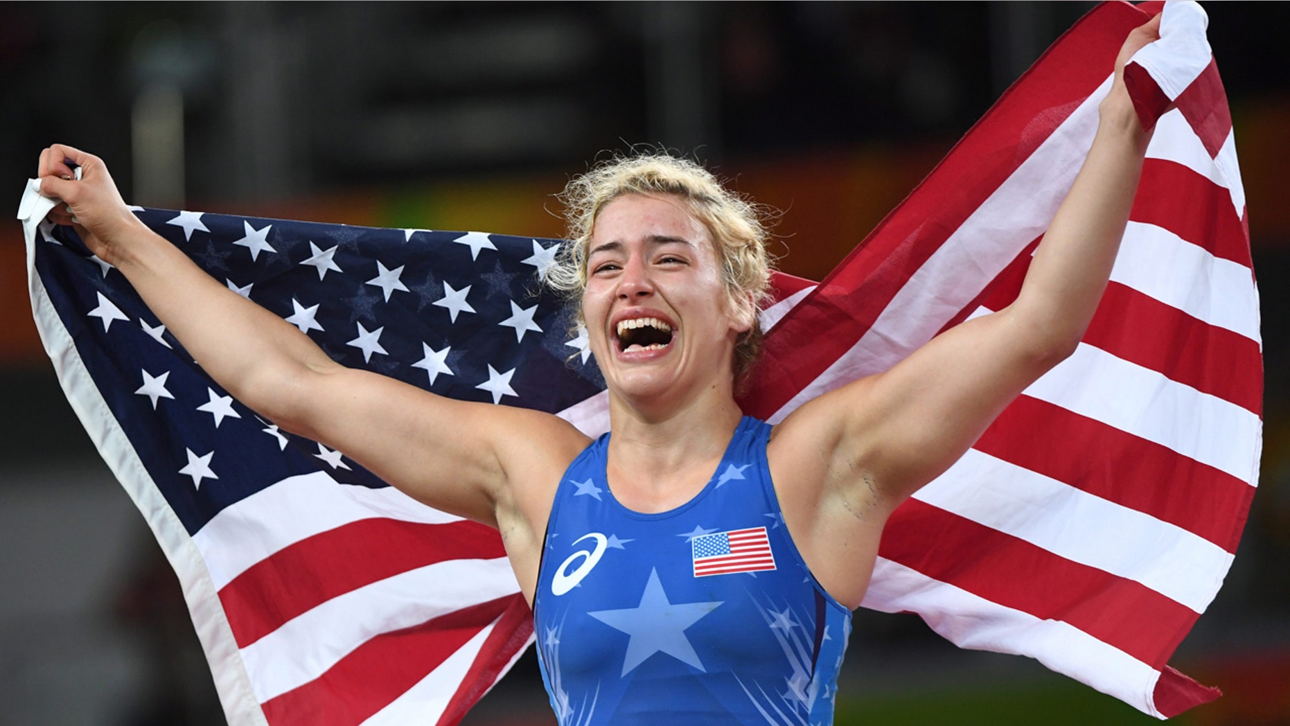 Aug. 18, 2016: United States' Helen Louise Maroulis celebrates after beating Japan's Saori Yoshida for the gold during the women's wrestling freestyle 53-kg competition at the 2016 Summer Olympics in Rio de Janeiro, Brazil.