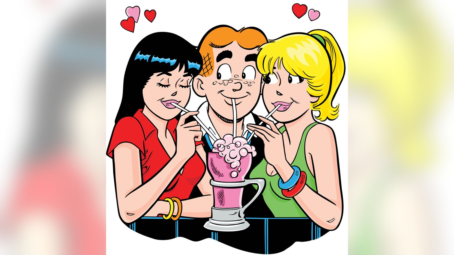 This comic image released by Archie Comics shows Veronica, left, Archie, center, and Betty, characters from the Archie's comic book series.