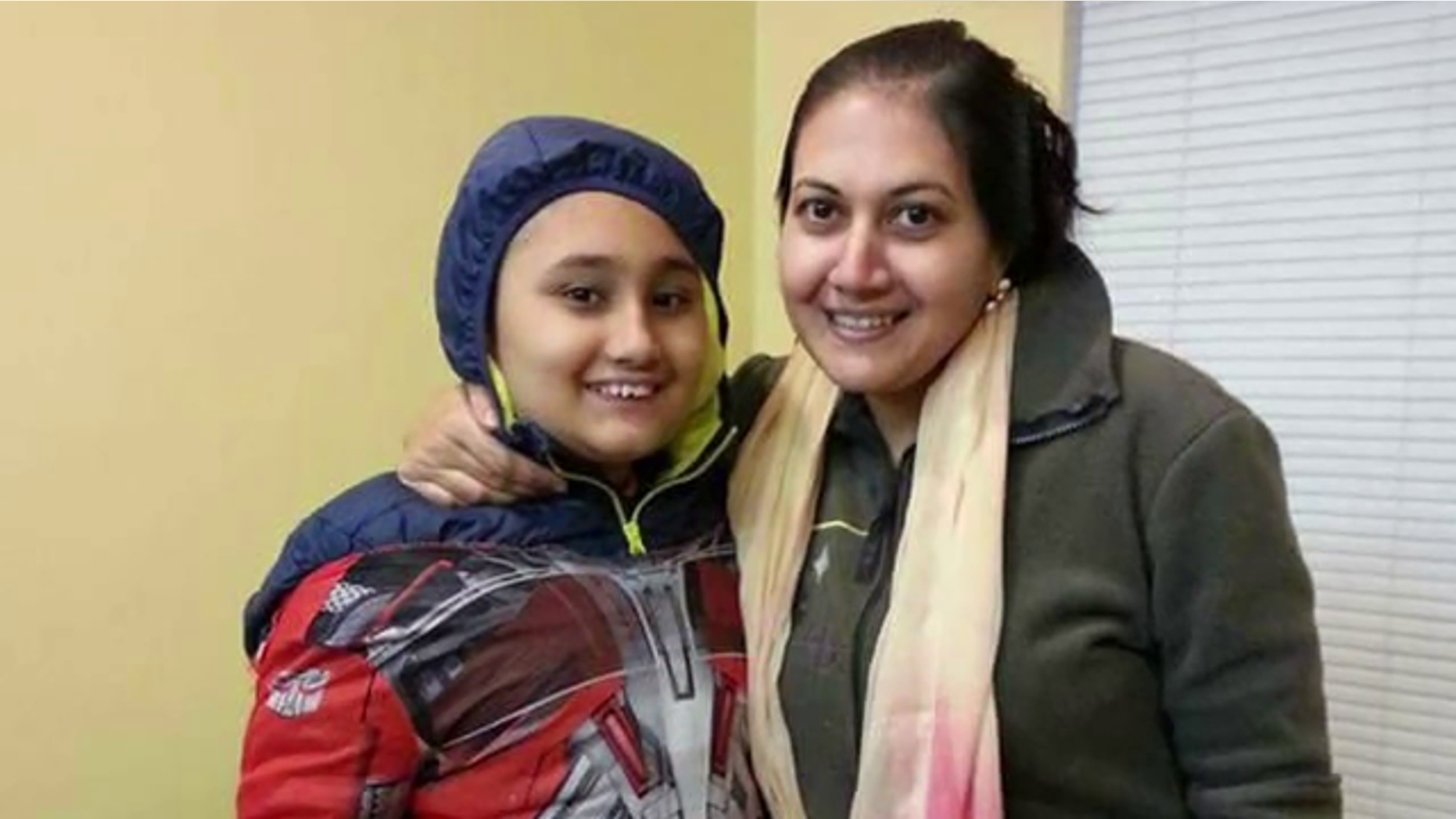 Areen, pictured with his mother, has been on life support since a fire broke out in his family's New Jersey home.