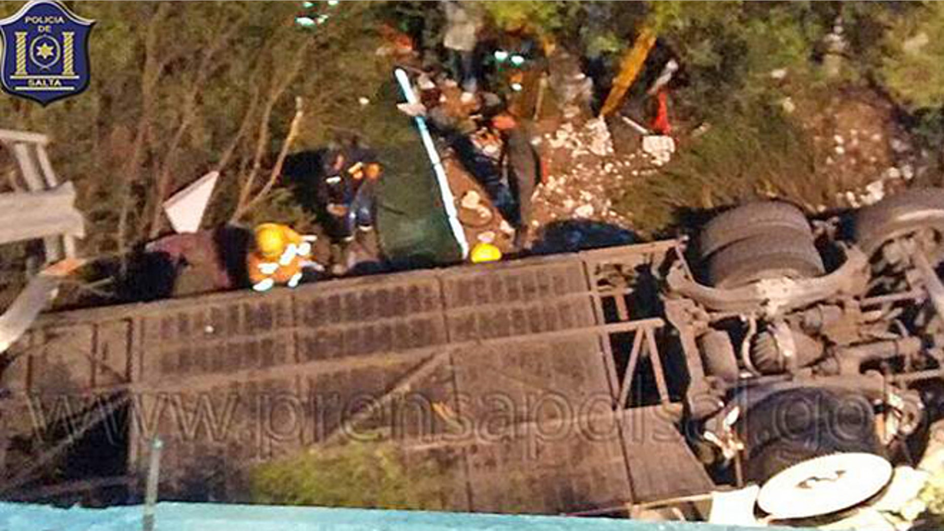 Dec. 14, 2015: The scene of a deadly bus crash in Argentina that has left at least 41 police members dead.