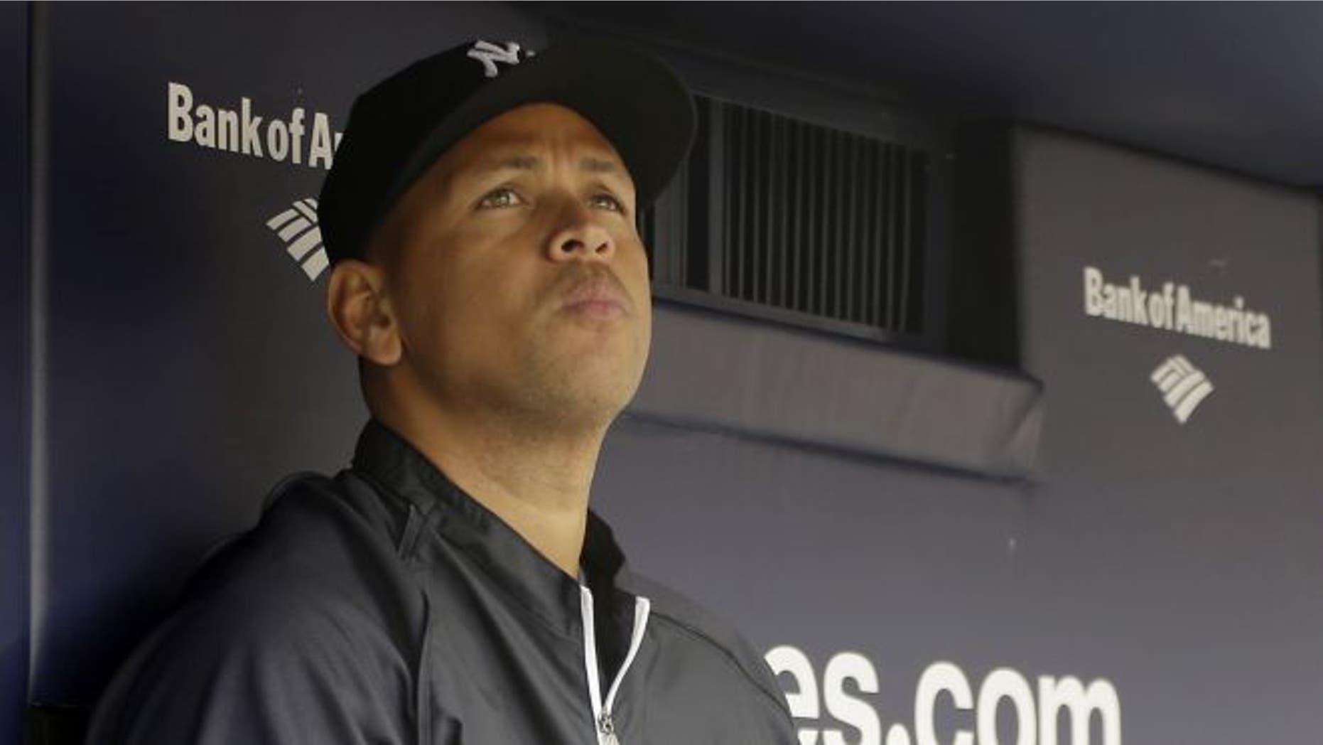 April 13, 2013: Alex Rodriguez sitting in the dugout during a baseball game at Yankee Stadium in New York.