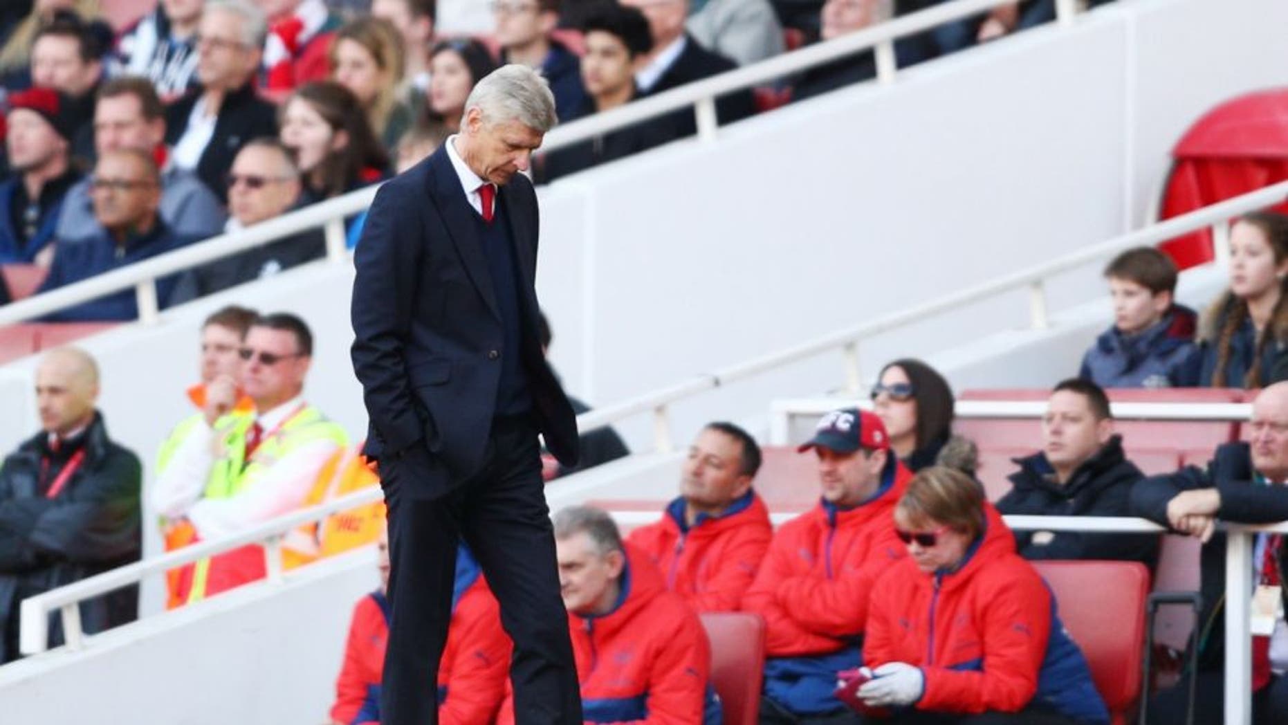 during the Barclays Premier League match between Arsenal and Crystal Palace at the Emirates Stadium on April 17, 2016 in London, England.