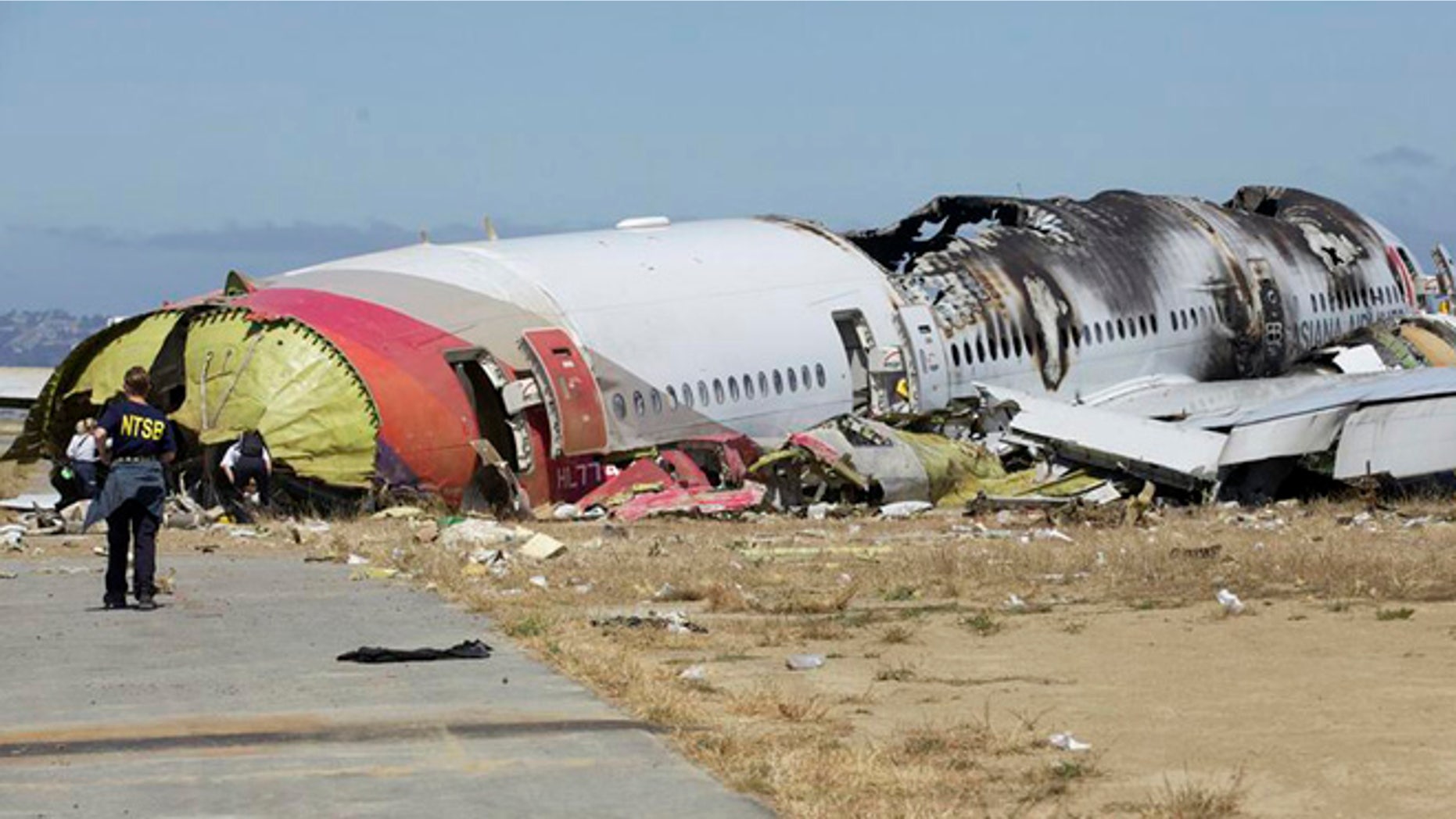 July 7, 2013: This U.S. National Transportation Safety Board (NTSB) photo shows the wreckage of Asiana Airlines Flight 214 that crashed at San Francisco International Airport in San Francisco, California.