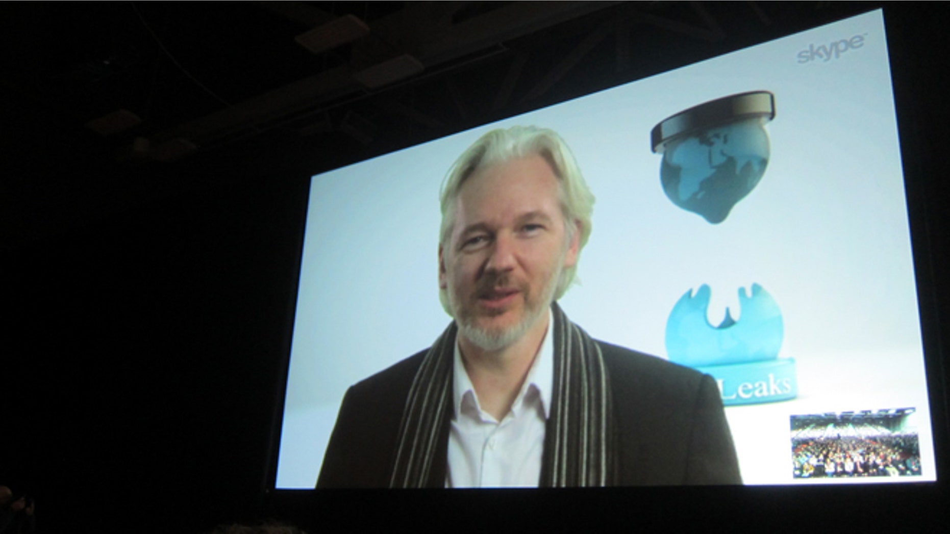 Mar. 8, 2014: Fugitive WikLeaks founder Julian Assange speaks via Skype at the South By SouthWest Interactive festival in Austin, Texas.