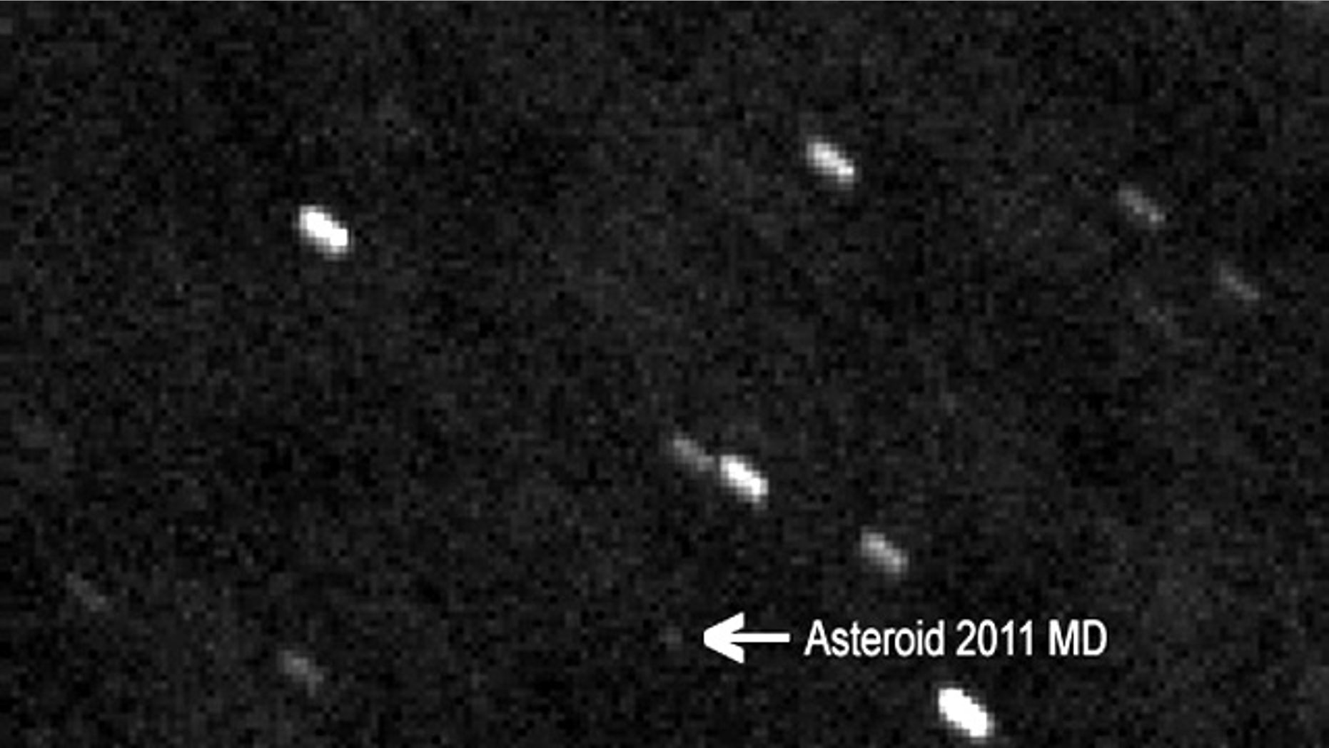 Skywatcher Peter Birtwhistle of the Great Shefford Observatory snapped this image of asteroid 2011 MD on June 23, 2011. The asteroid zipped within 7,500 miles of Earth on June 27.