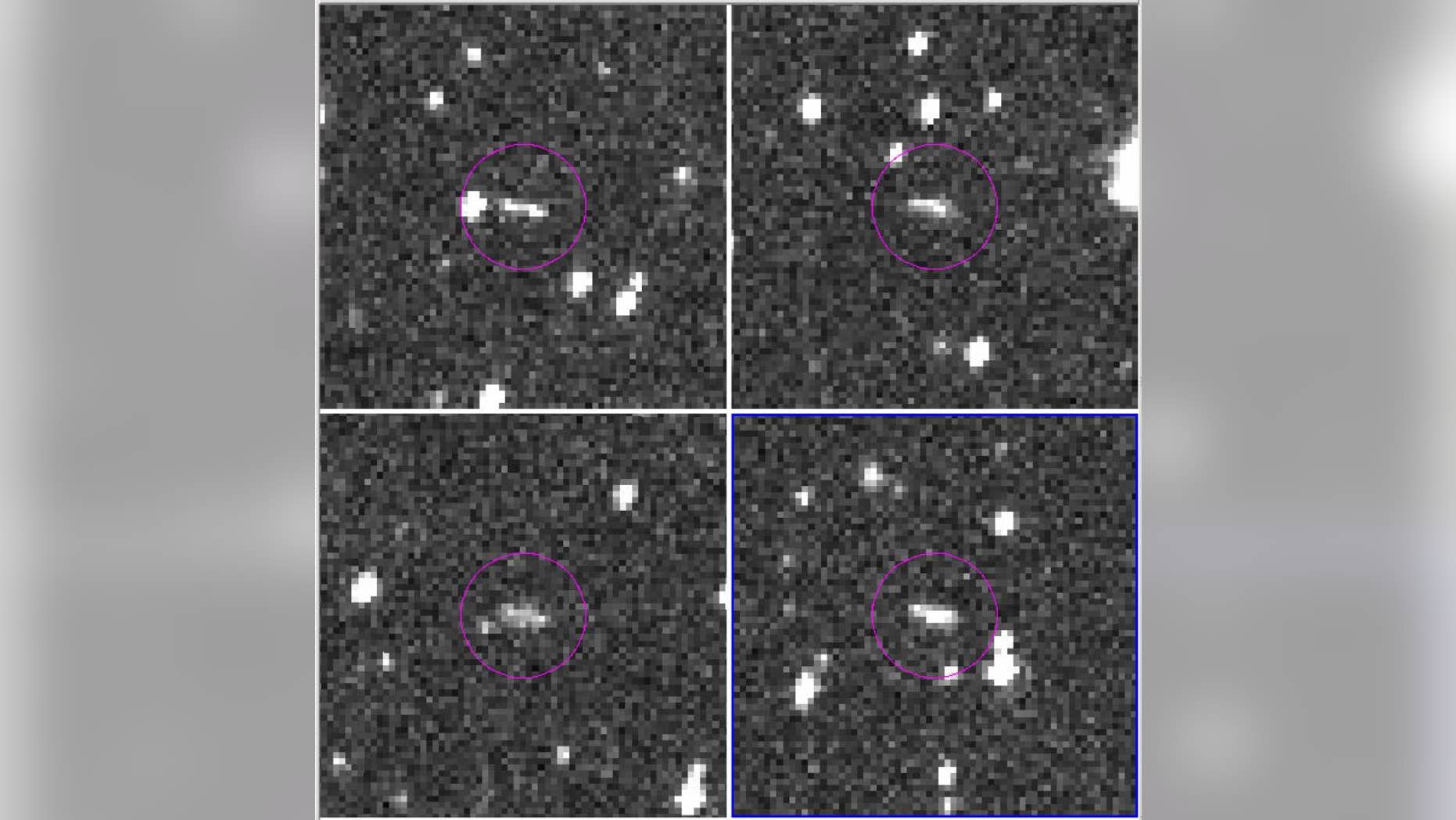 These images show the discovery of asteroid 2018 LA by the Catalina Sky Survey on June 2, 2018. The asteroid hit Earth 8 hours after these images were taken, burning up in Earth's upper atmosphere over Botswana, Africa.