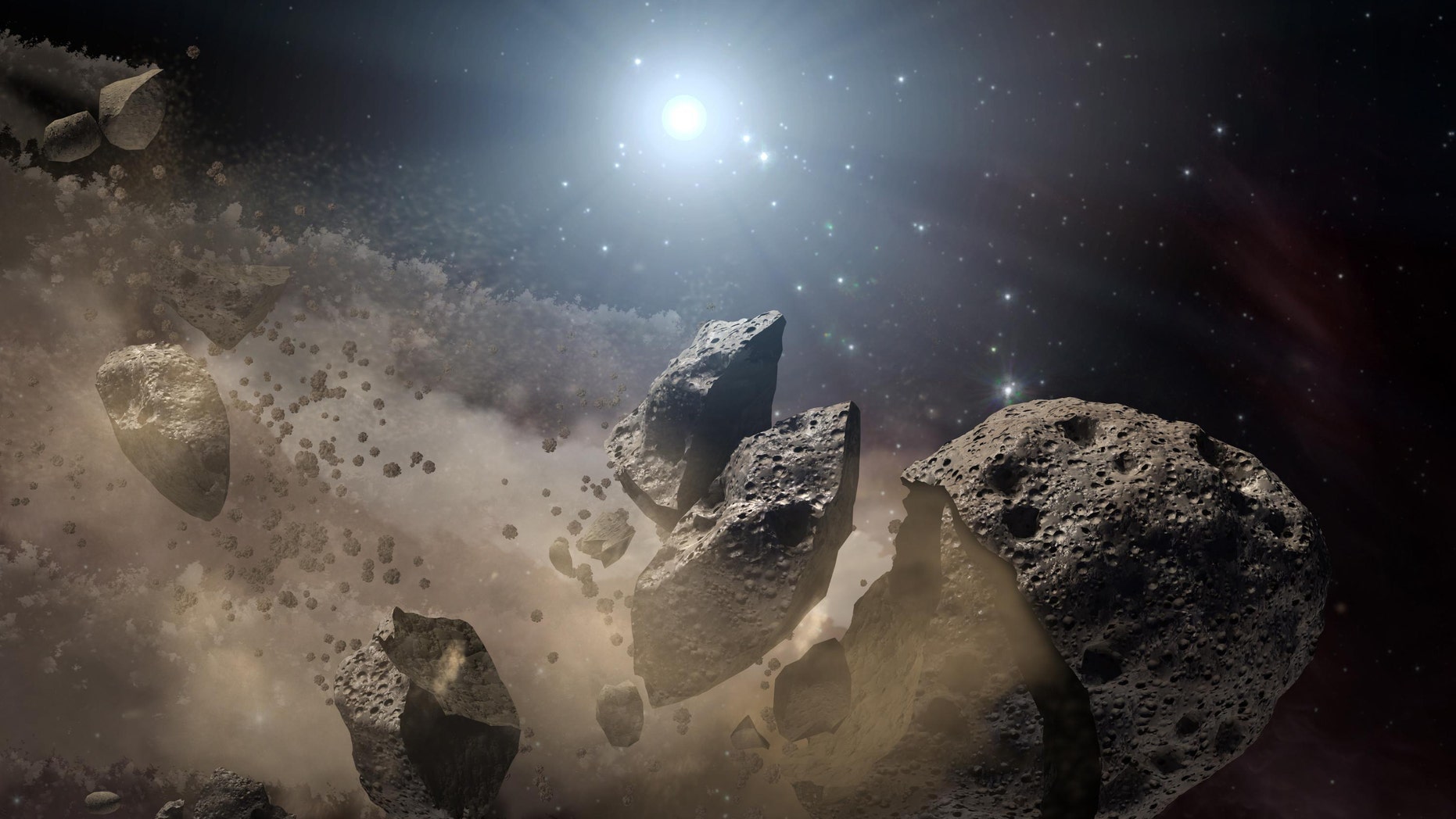 Image courtesy of NASA shows an artist's concept of a broken-up asteroid. (REUTERS/NASA/JPL-Caltech/Handout)
