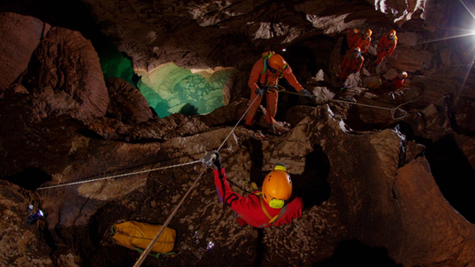 Astronauts go on a "cavewalk" during the European Space Agency's CAVES project. Moving in a cave is similar to a spacewalk, ESA officials say; it requires safety tethering and 3D orientation, with no-touch areas and dangerous, off-limits zones