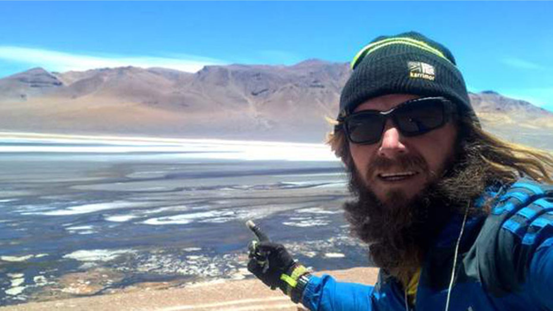 Jamie Ramsay on the high plains of the Andes mountains. (Sky News)