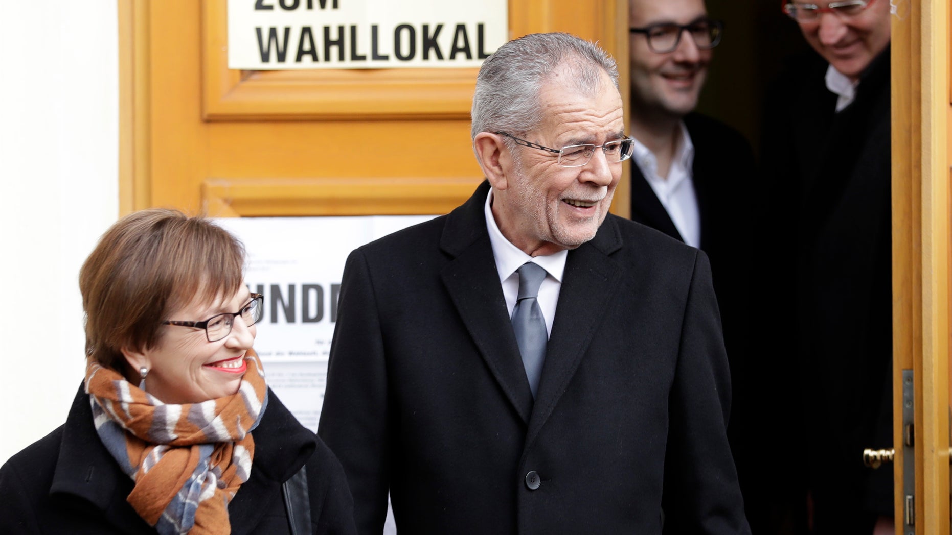 Alexander Van der Bellen leaves a polling station in Vienna on Sunday.