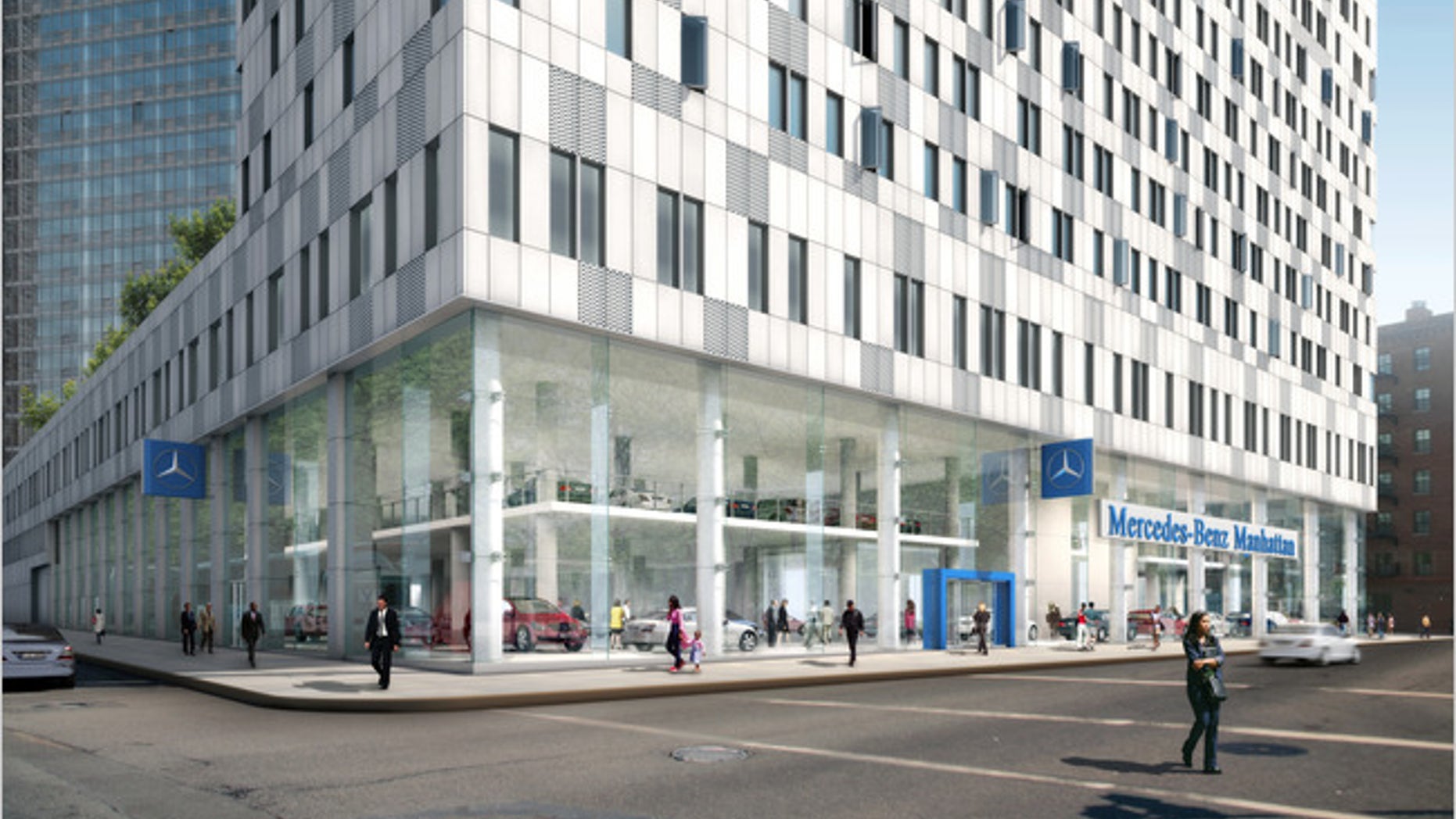A rendering of the Mercedes-Benz Autohause in New York City.