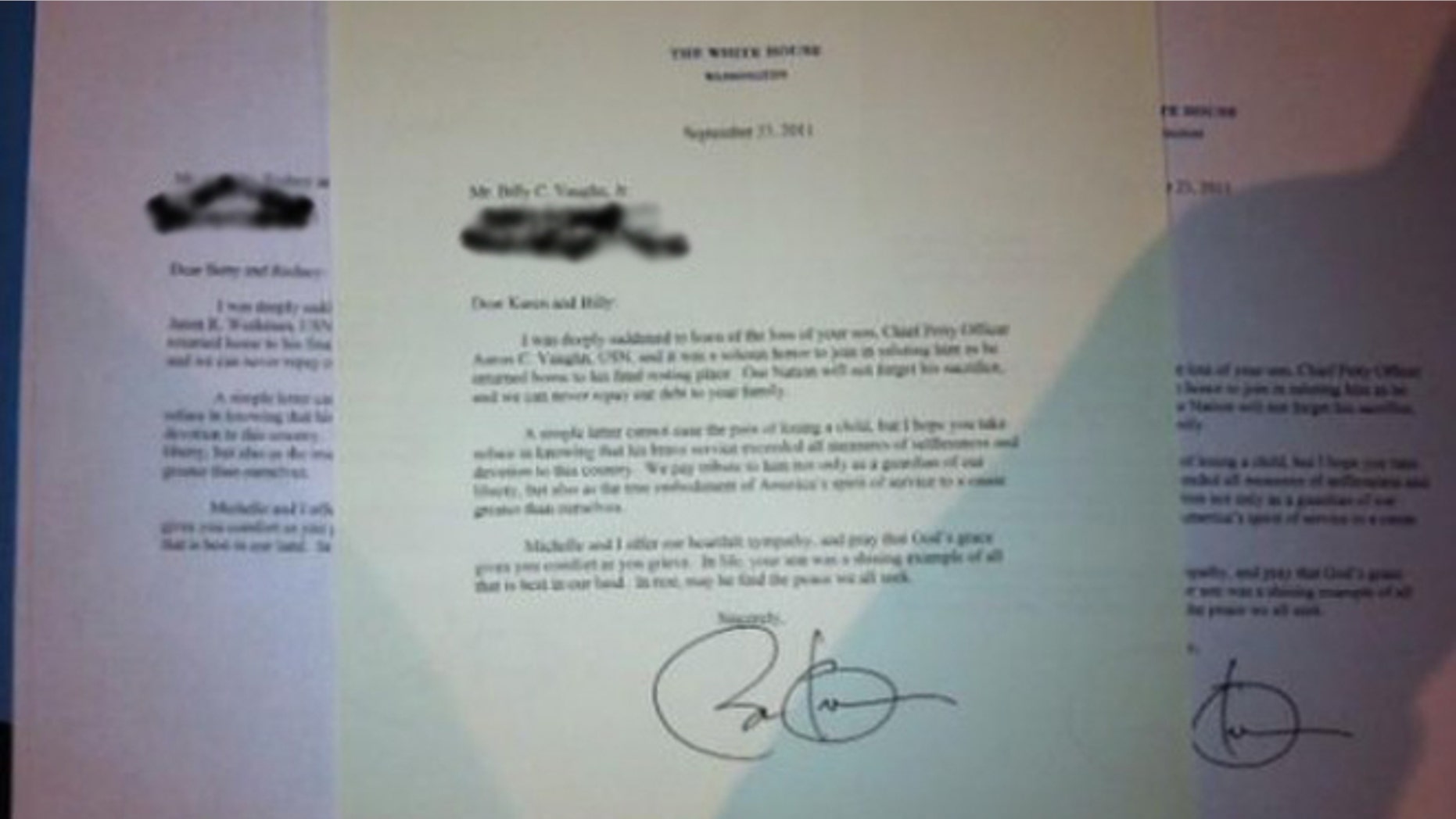Families of the Navy Seals who died after their helicopter was shot down during a 2011 rescue mission in Afghanistan recieved this letter which they believe was with an electronic signing device, often referred to as an, "auto-pen."