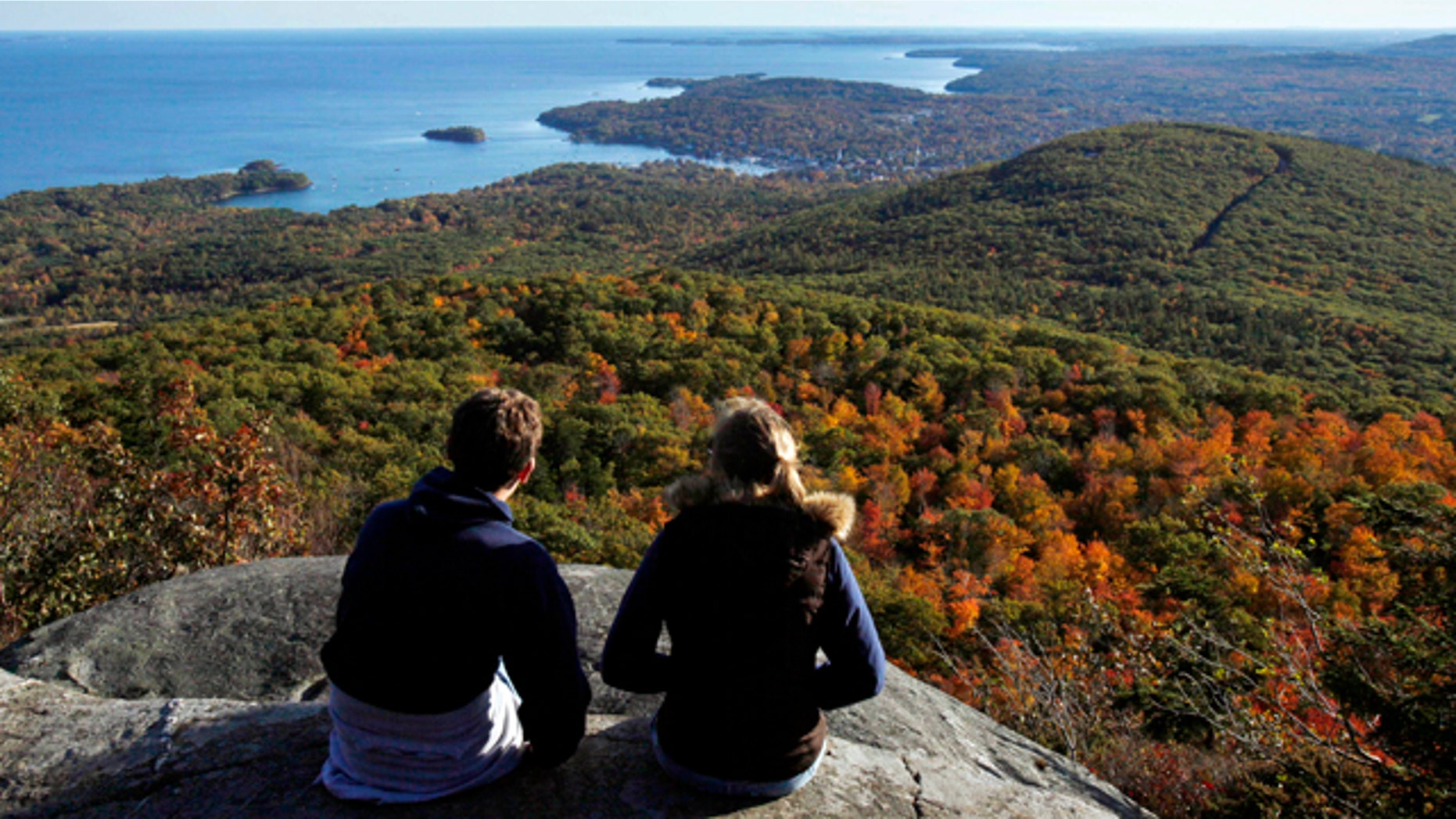 View From Mount Megunticook at Camden Hills State Park in Camden, Maine.