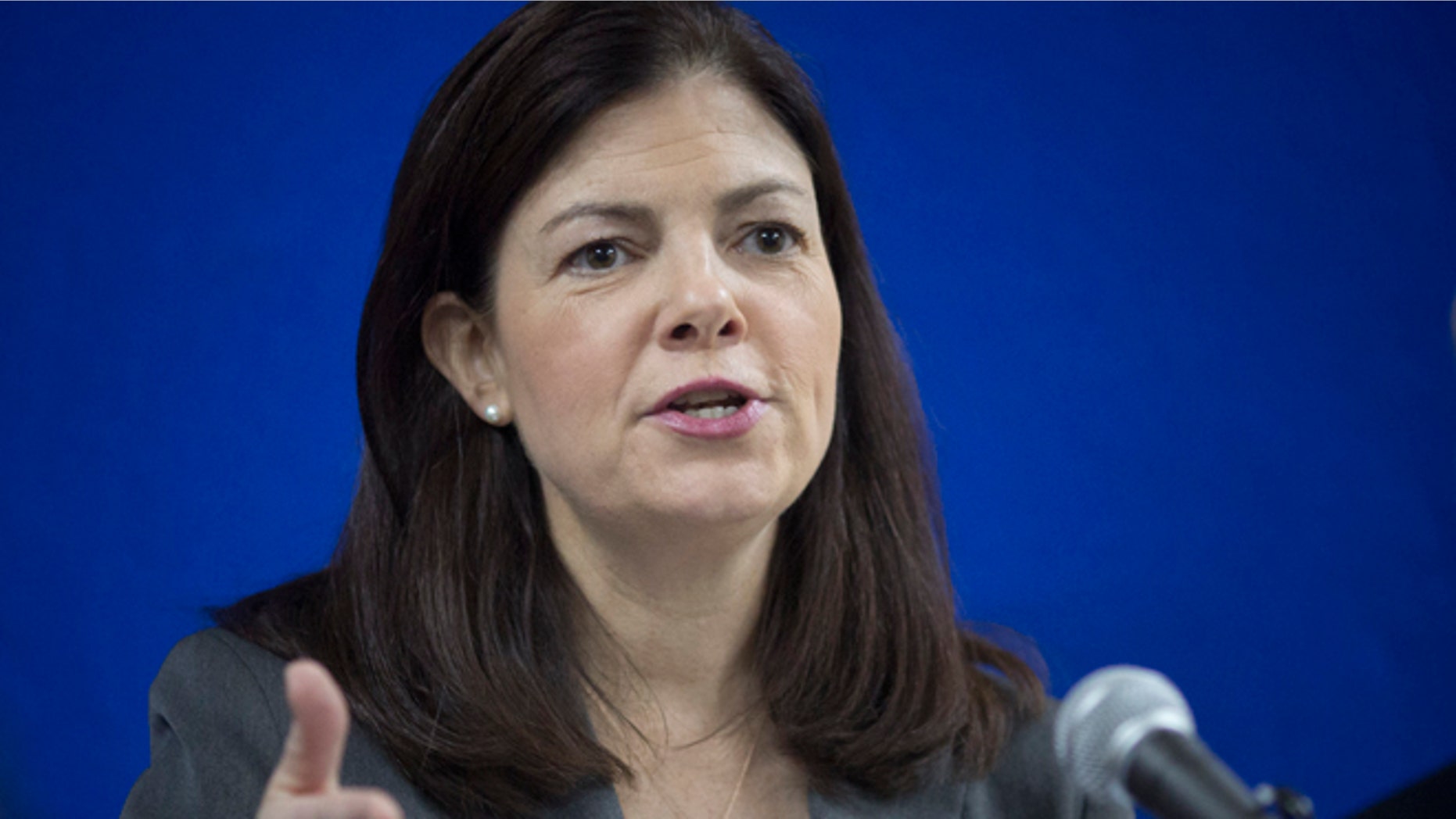 Mar. 22, 2014: U.S. Sen. Kelly Ayotte gestures during a press conference at the American Embassy in Kabul, Afghanistan.