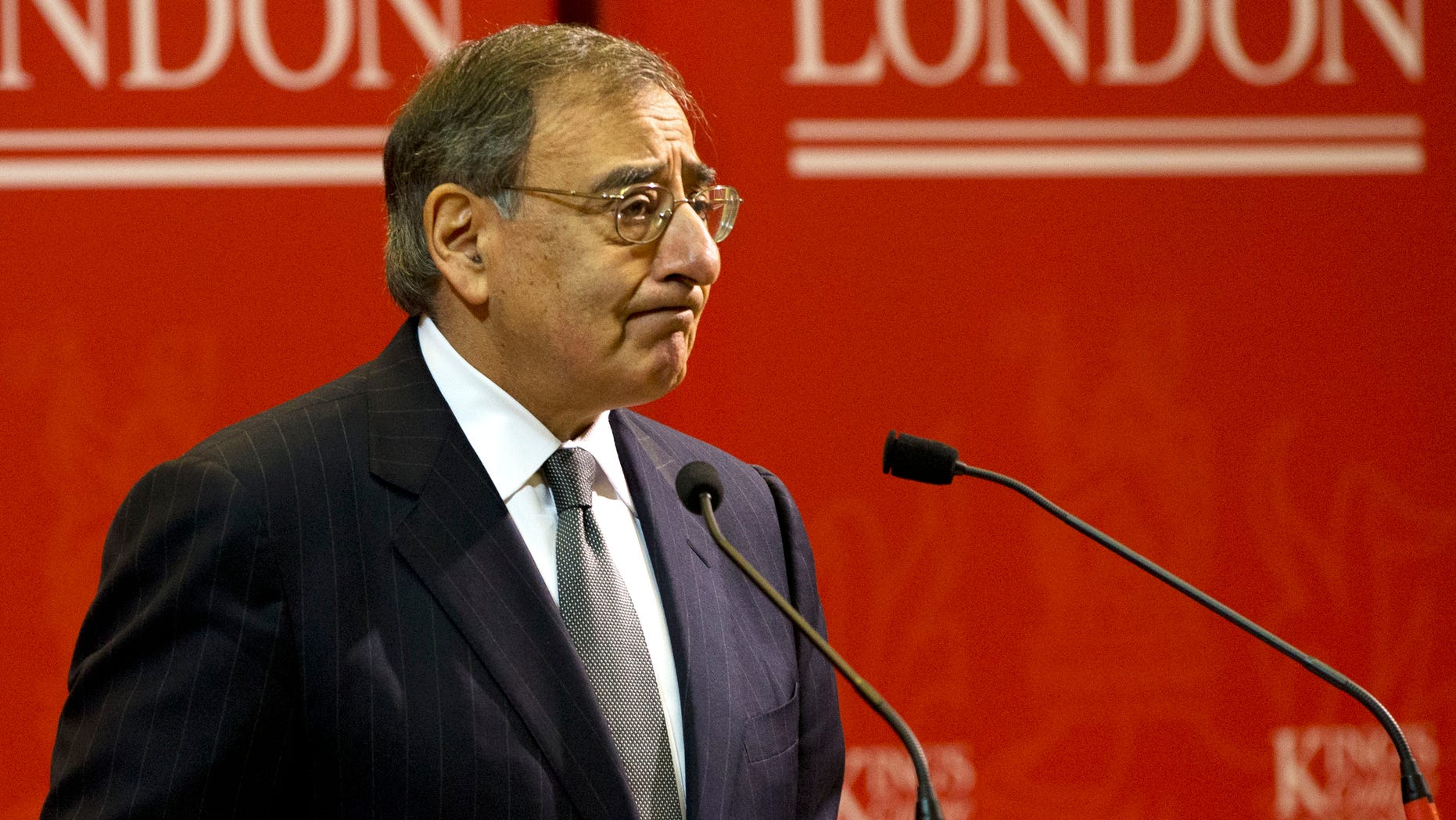 U.S. Defense Secretary Leon Panetta speaks about the situation in Algeria, at the start of his remarks during a visit to King's College in London on Friday, Jan. 18, 2013, saying there will be "no quarter for terrorists in North Africa." (AP Photo/Jacquelyn Martin)